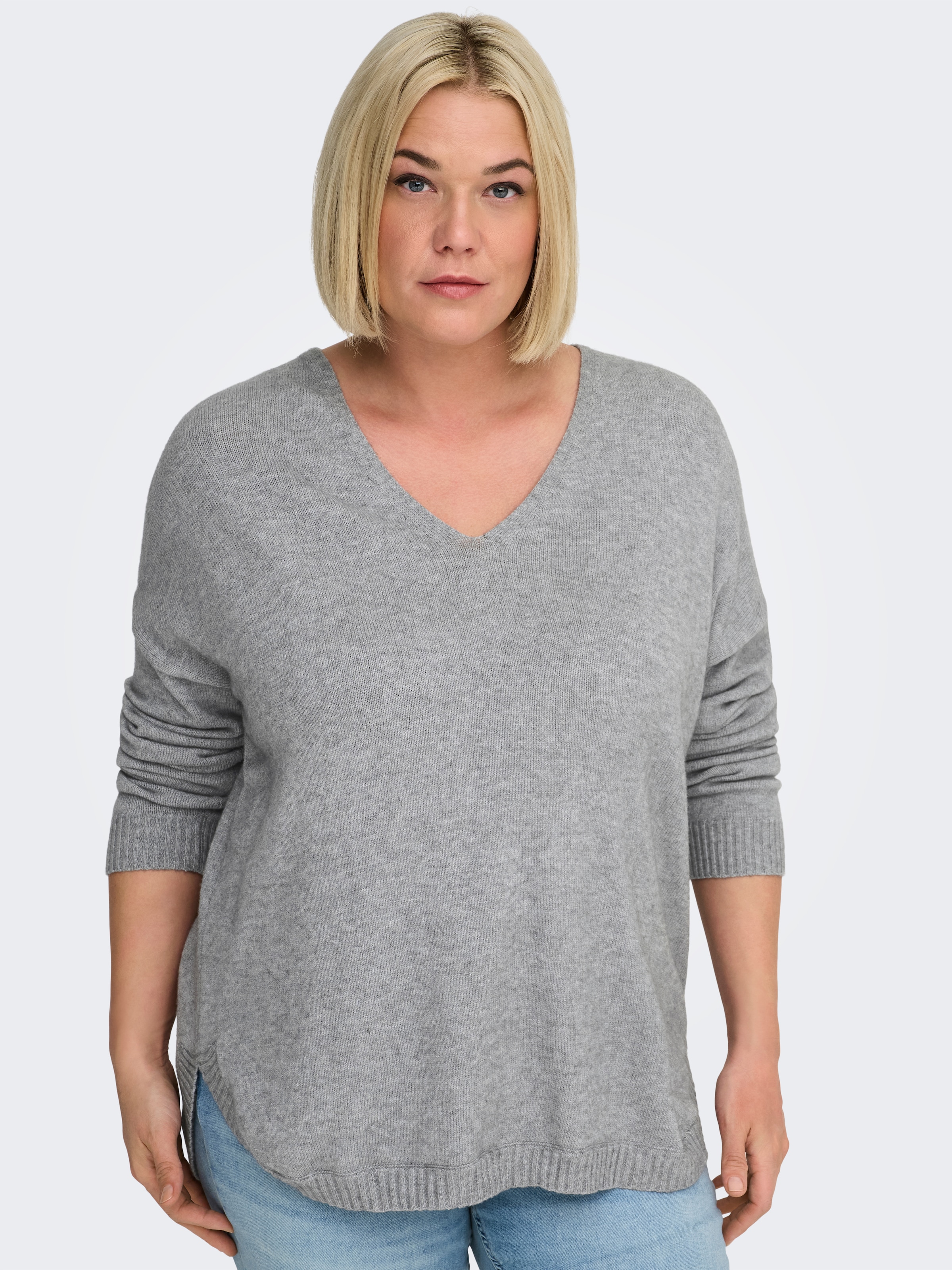 ONLY CARMAKOMA Pull col V »CARMARGARETA LS PULLOVER KNT NOOS« Viskosemischung, regular fit