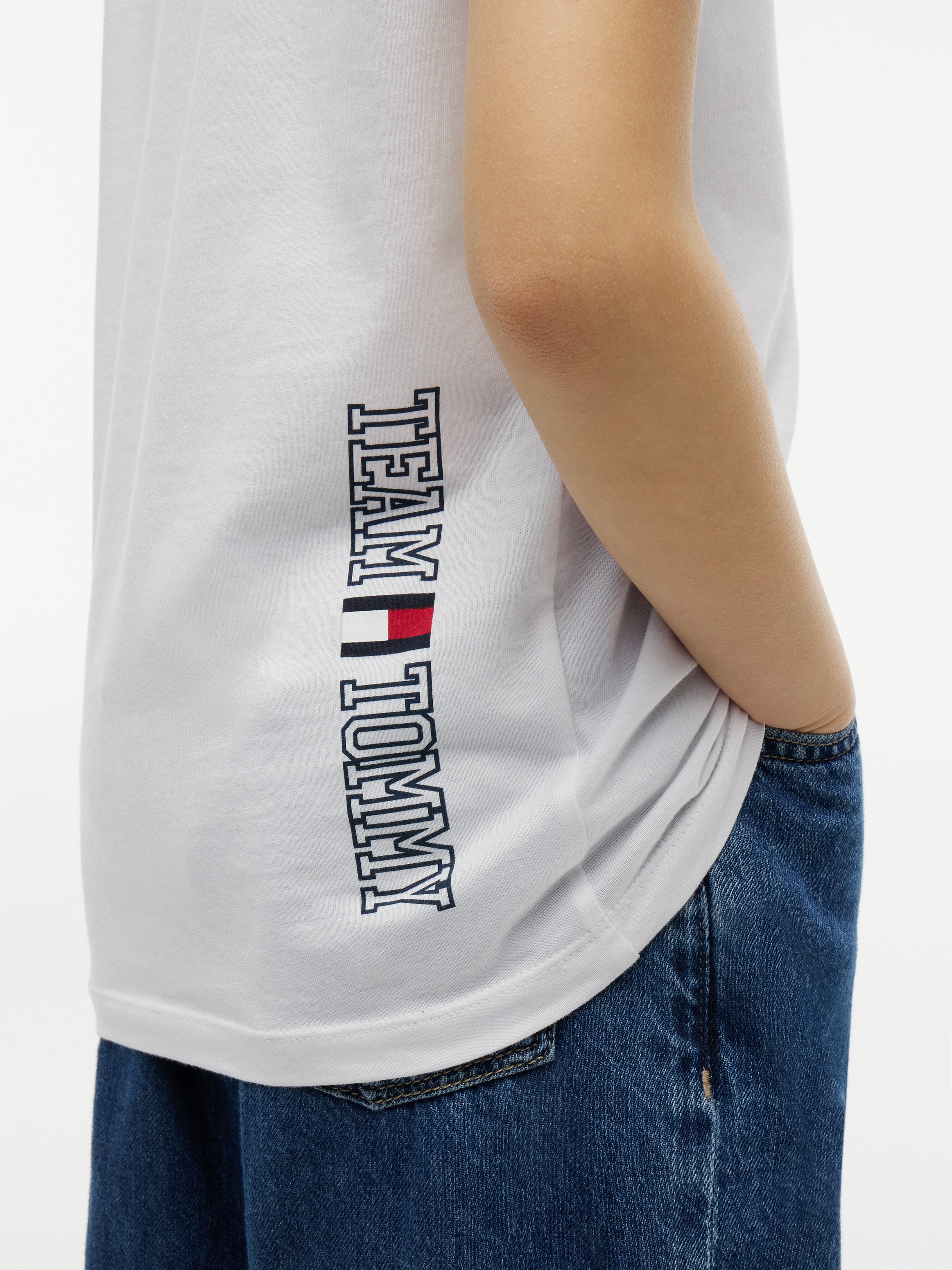Tommy Hilfiger T-shirt encolure ronde, coupe régulière, enfants jusqu'à 16 ans, coton pur