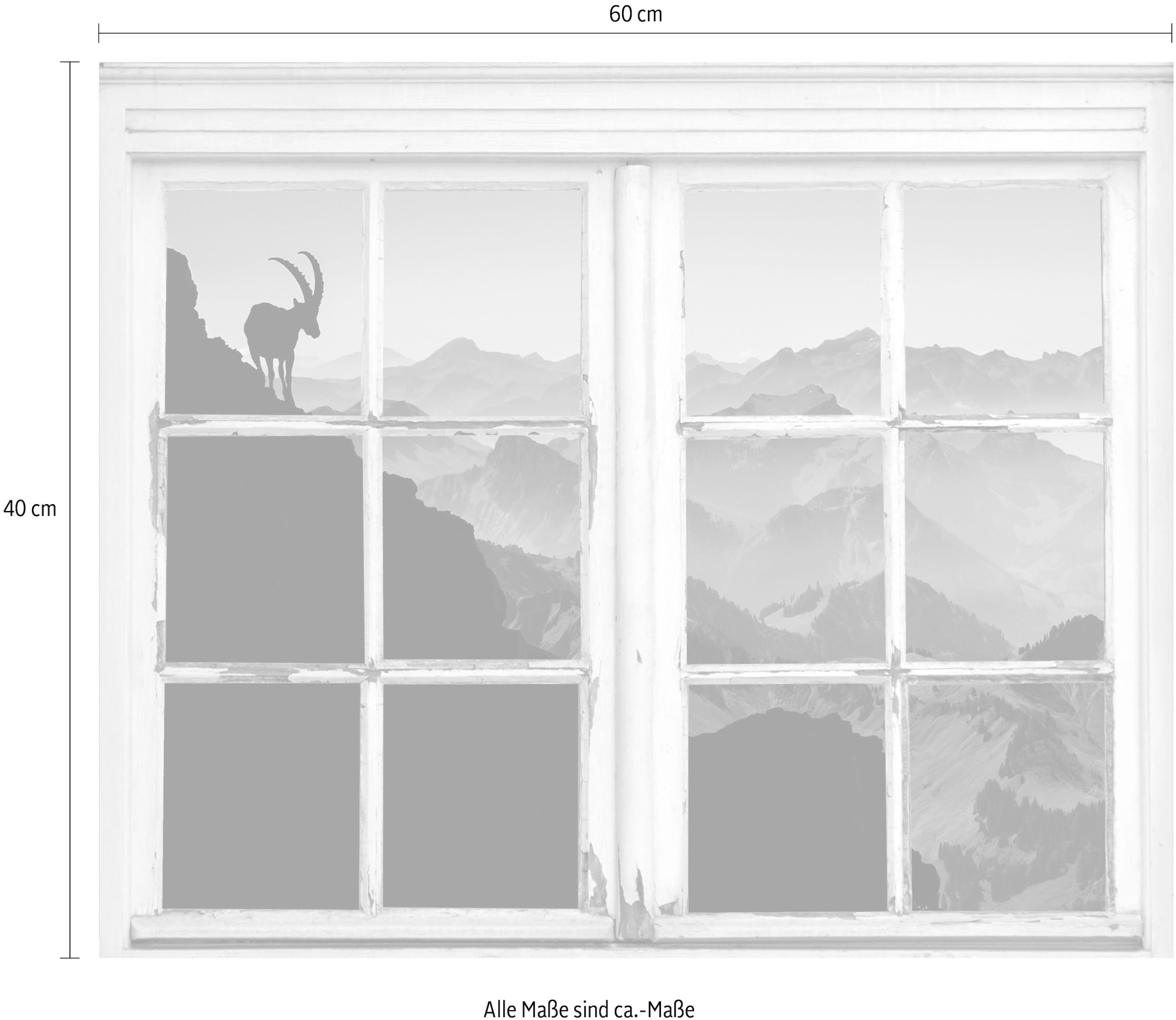 queence Autocollants muraux »Steinbock« Wandsticker, Wandbild, selbstklebend, 3D, Fenster