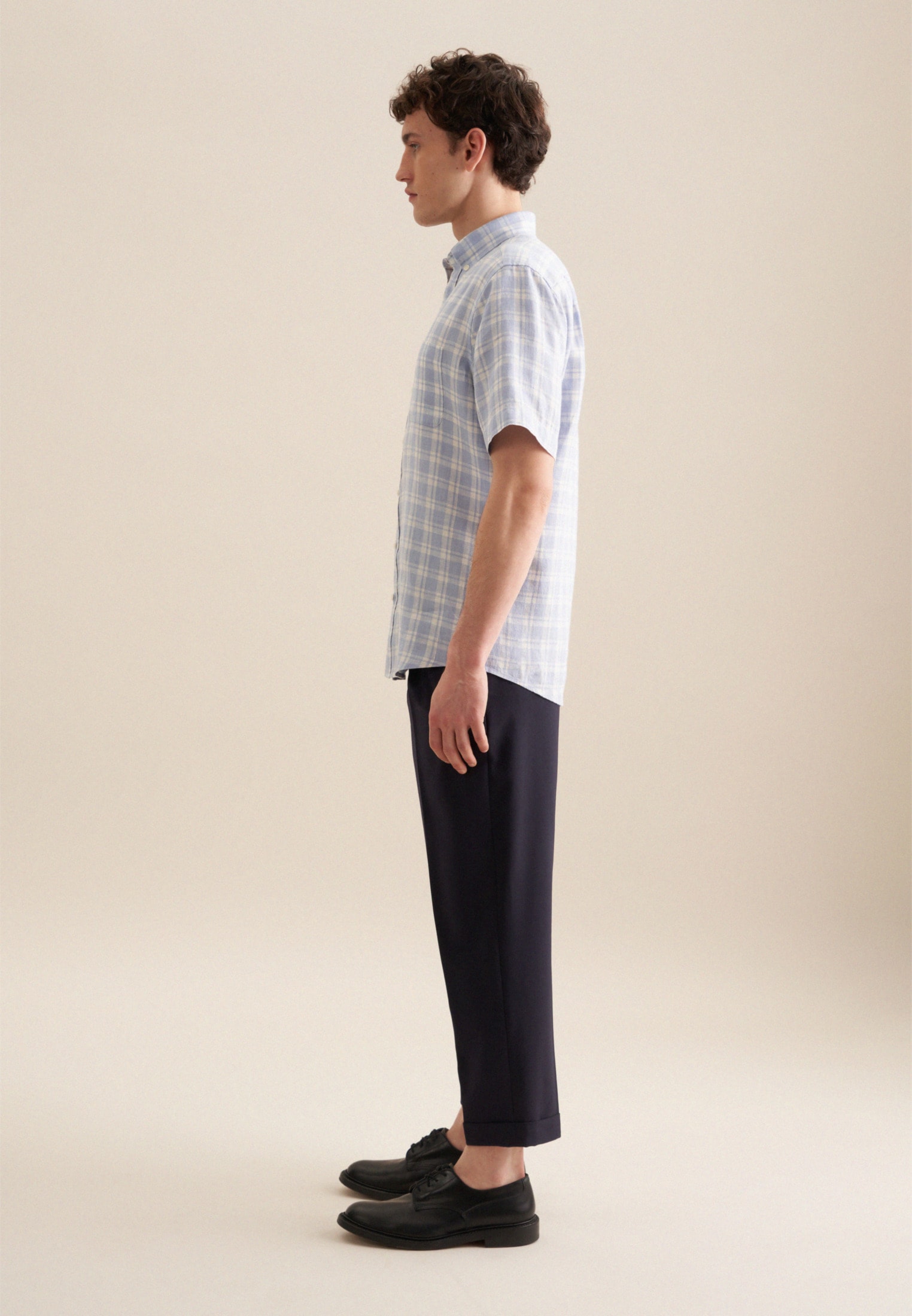 seidensticker Businesshemd »Schwarze Rose« Regular Kurzarm Button-Down-Kragen Karo