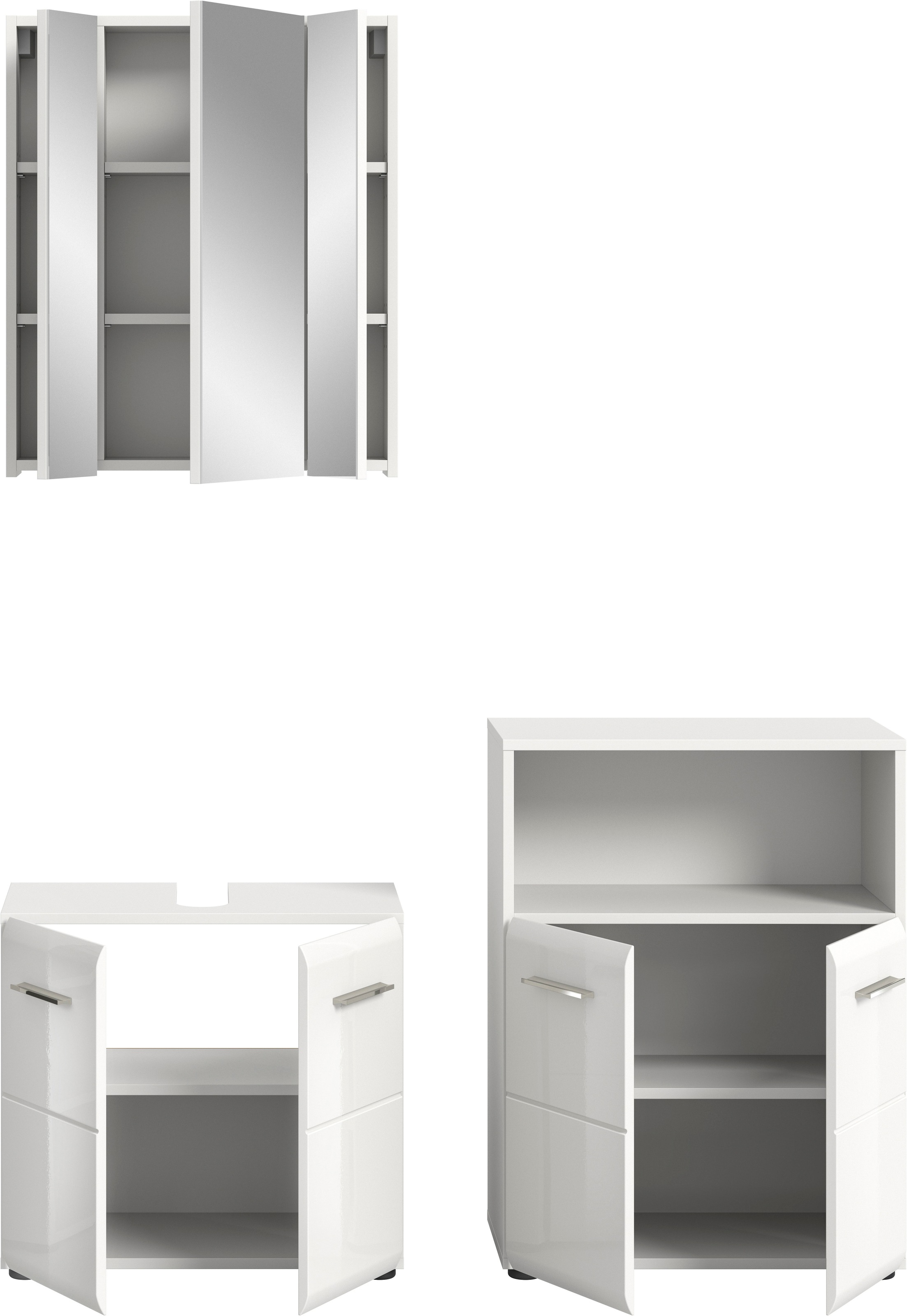 INOSIGN Ensemble de meubles de salle de bain »FLORENZ, TOPSELLER!, 3-teilige Badkombination, hochwertige MDF-Front« Set, best. aus: Waschbeckenunterschrank, Spiegelschrank, Midischrank breit, 