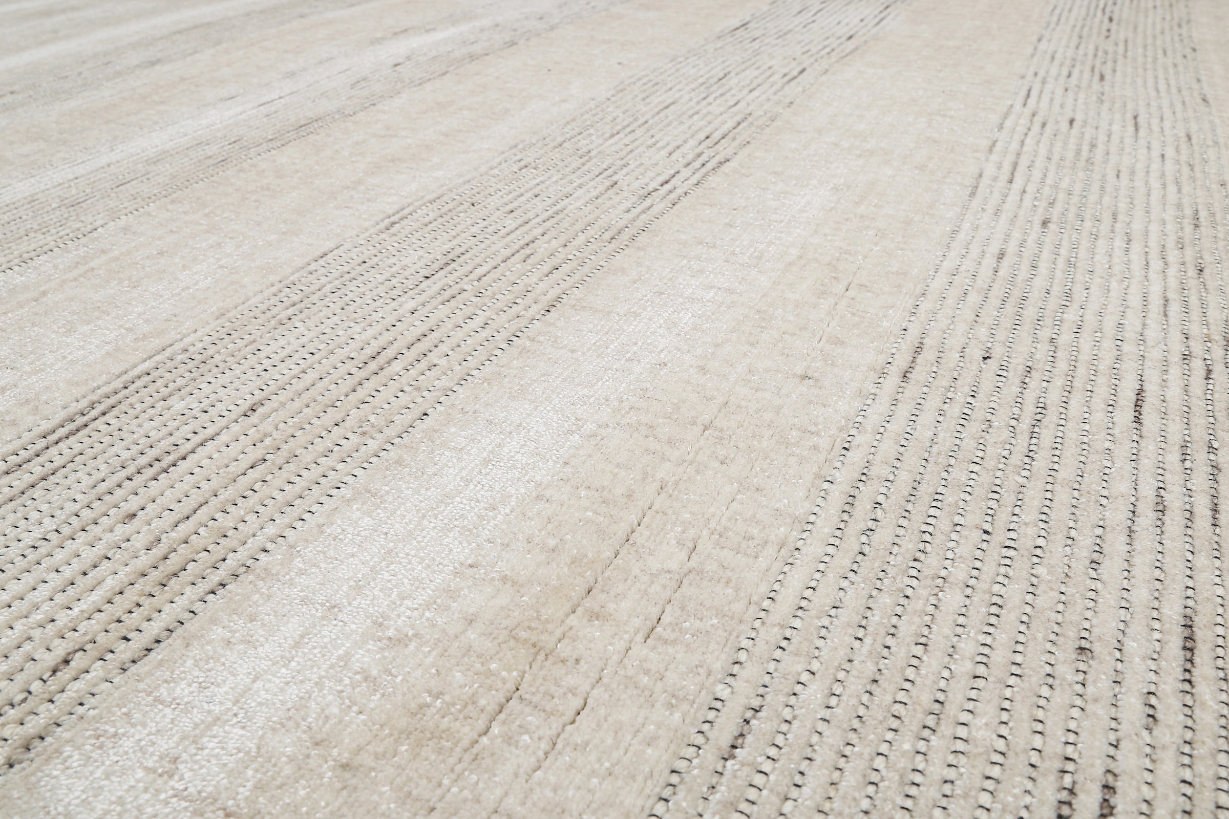 Wecon home Tapis »Seattle« Rectangulaire 11 mm Höhe Kurzflorteppich, handgewebt, TENCEL & Schurwolle, Streifen, Wohnzimmer