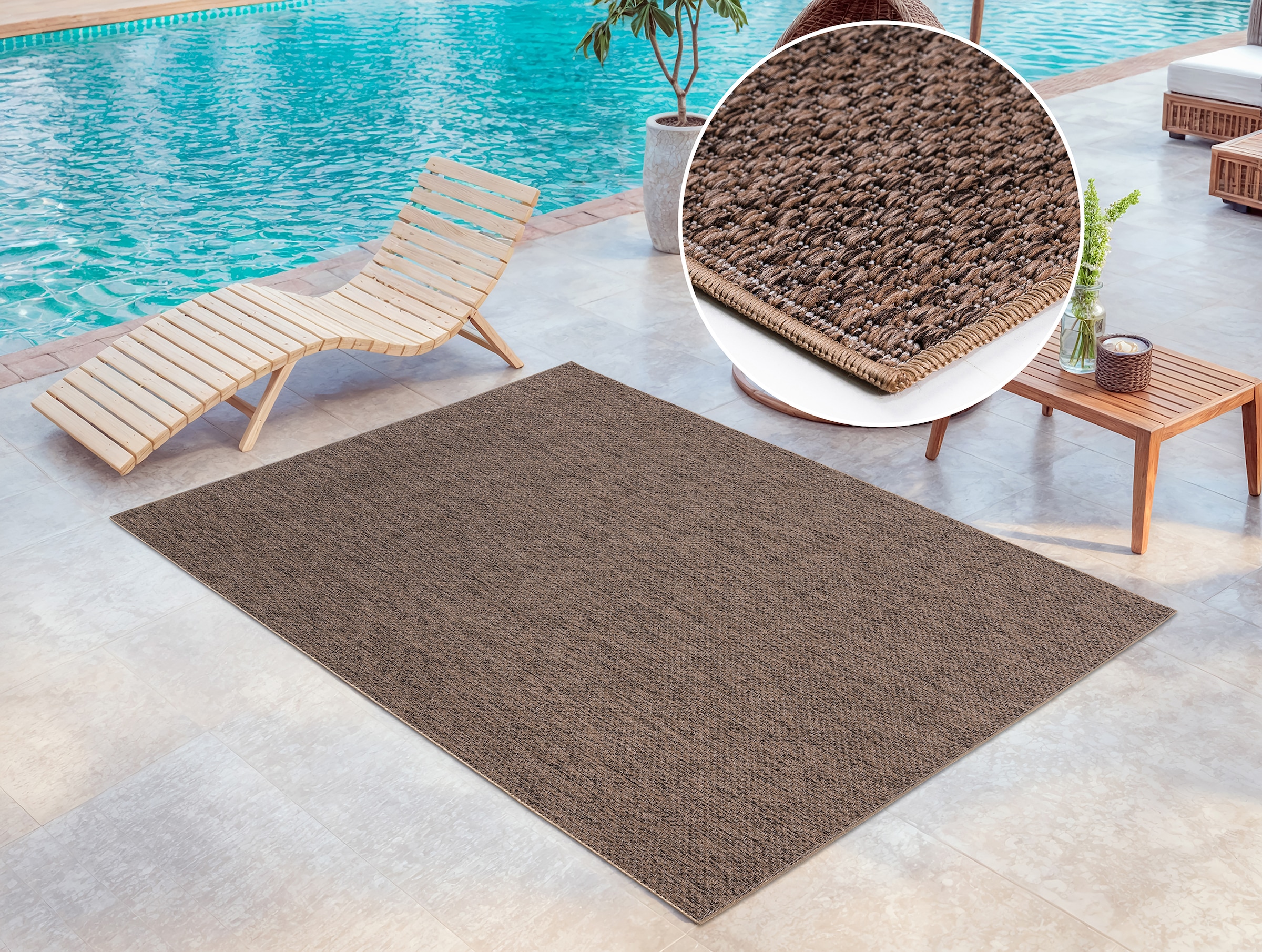 my home Teppich »Rhodos, In-und Outdoor geeignet« rechteckig 3 mm Höhe Sisal-Optik, Wetterfest & UV-beständig, Wohnzimmer, Balkon, Camping