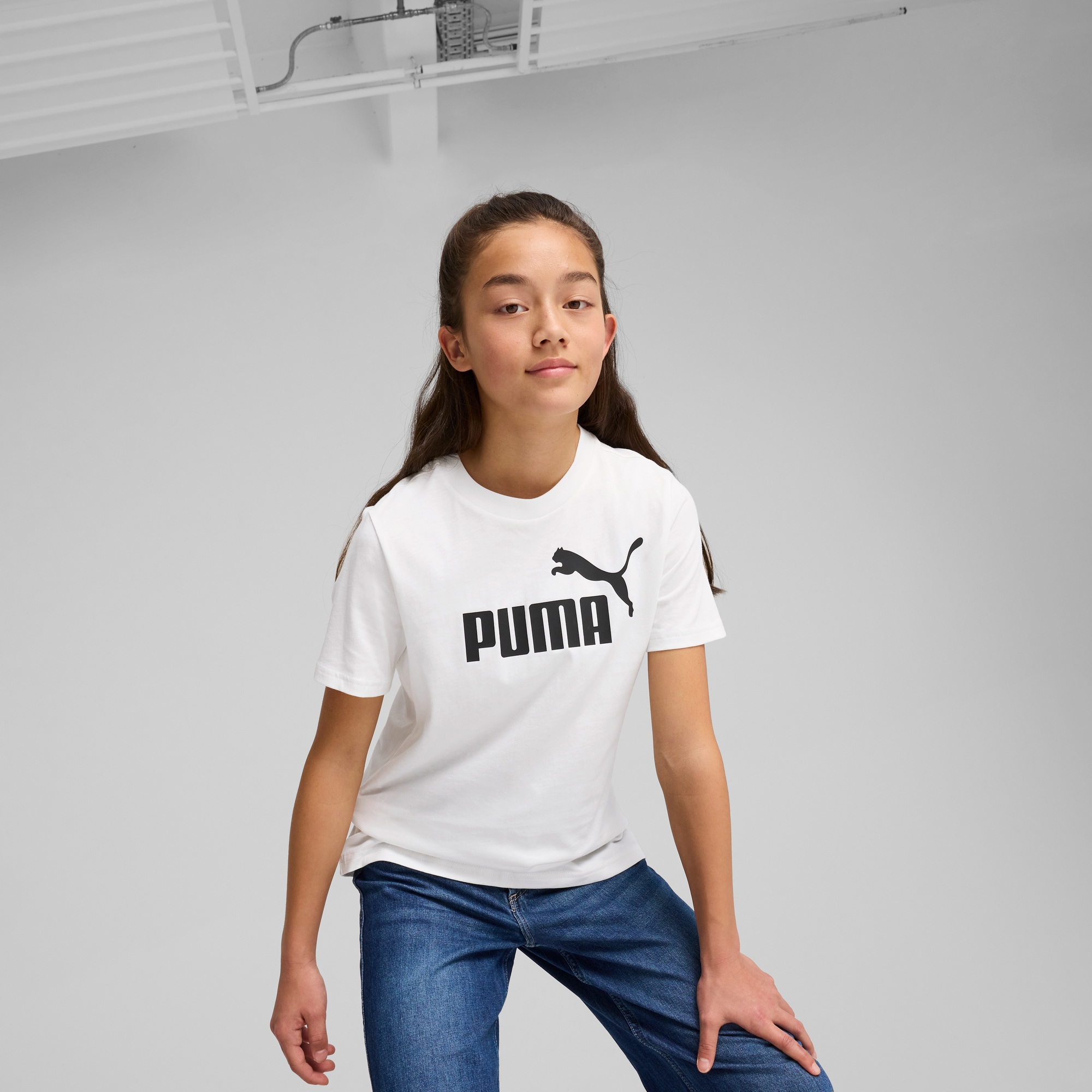 PUMA T-Shirt »ESS NO 1 LOGO TEE G« Regular Fit, Kurzarm, mit Kapuze, mit Logodruck
