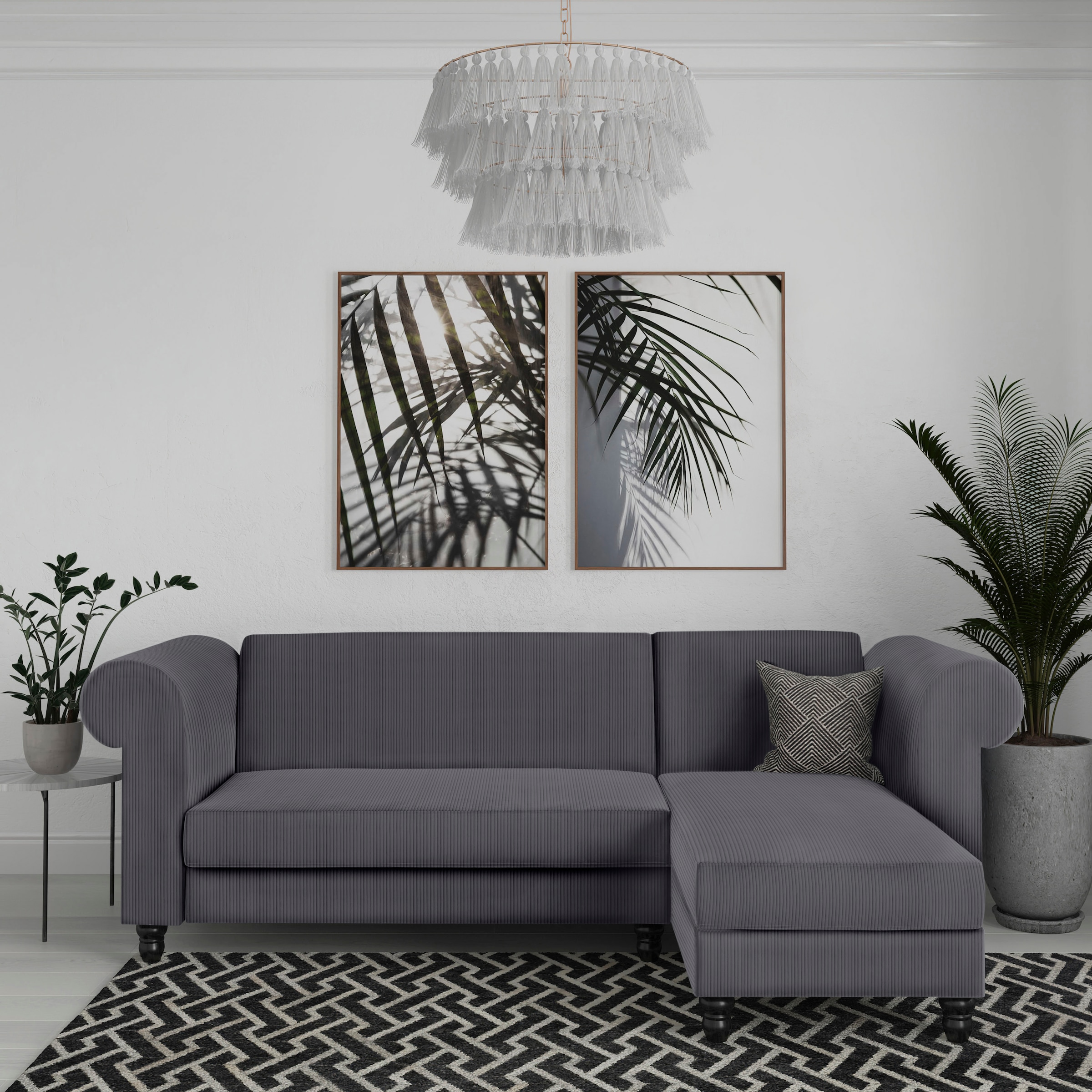 Dorel Home Canapé d'angle »Felix II, L-Form, Schlafsofa 241cm (Liegefl. 108/195 cm),« verstellb. Rückenlehne, Recamiere wechselbar, Cord