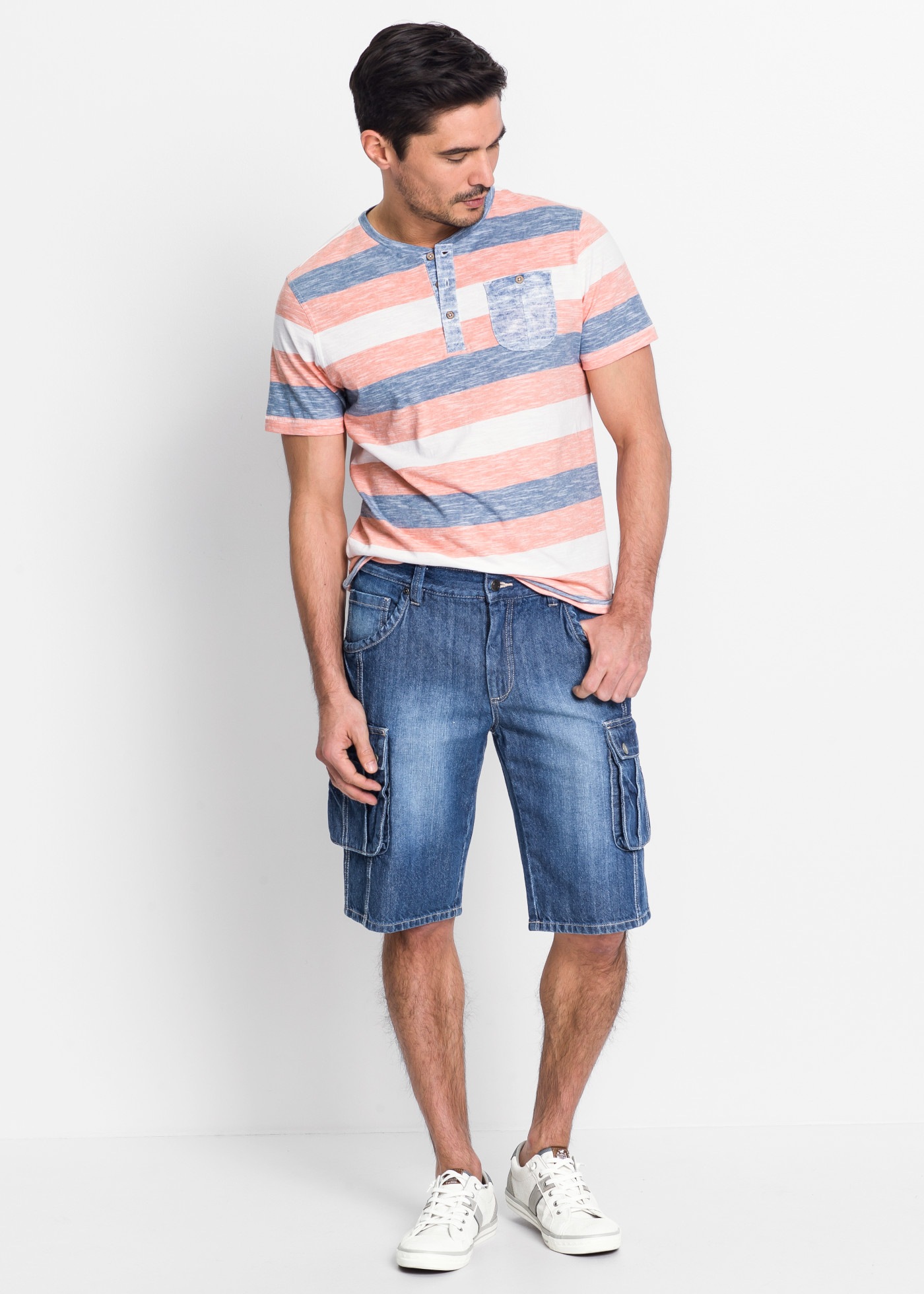 bonprix Bermudas  mit Used-Effekt, regular fit, aus Baumwolle