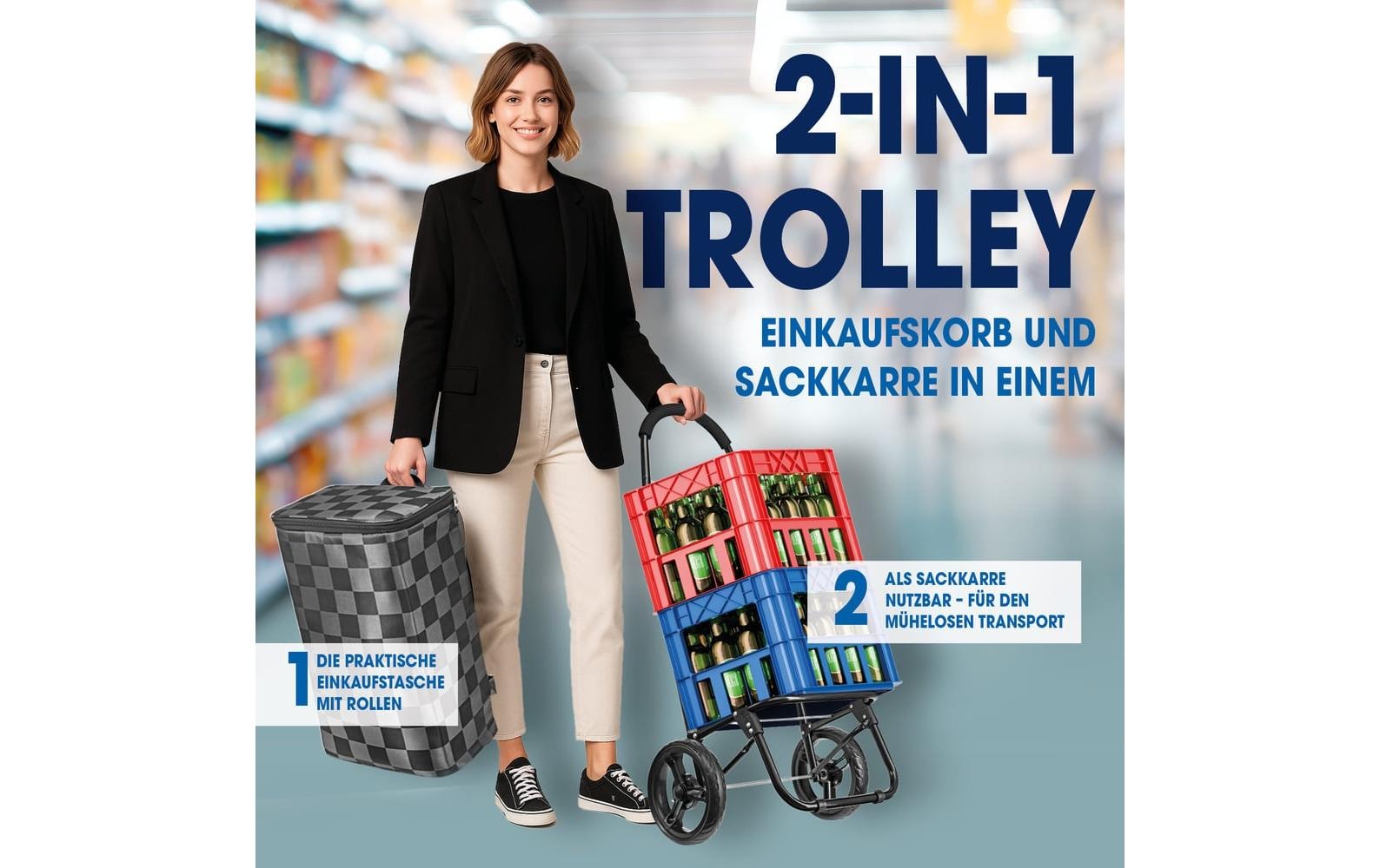 EASYmaxx Chariot à provisions »52 l« Faltbarer Einkaufstrolley mit Kühltasche