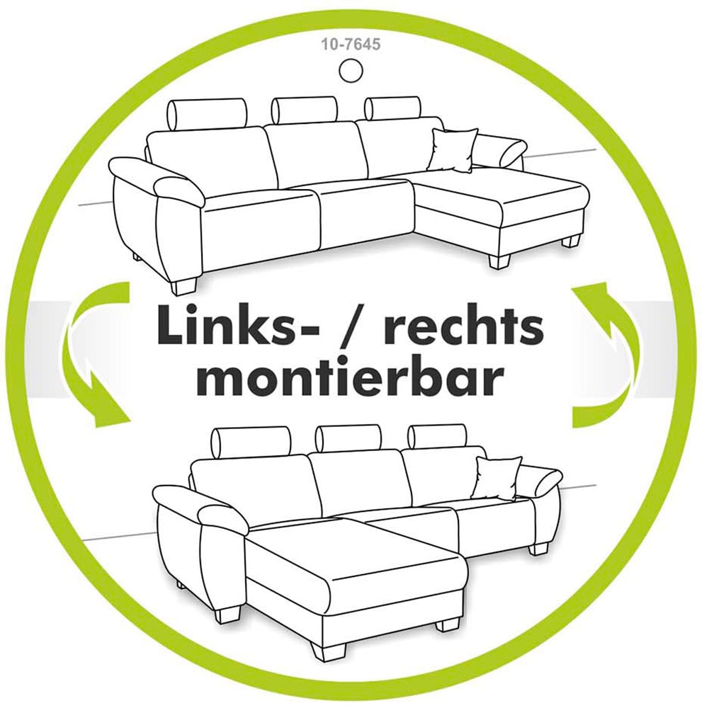 Jockenhöfer Gruppe Ecksofa »Venezia L-Form, B: 234 cm« mit Schlaffunktion, Bettkasten & Zierkissen