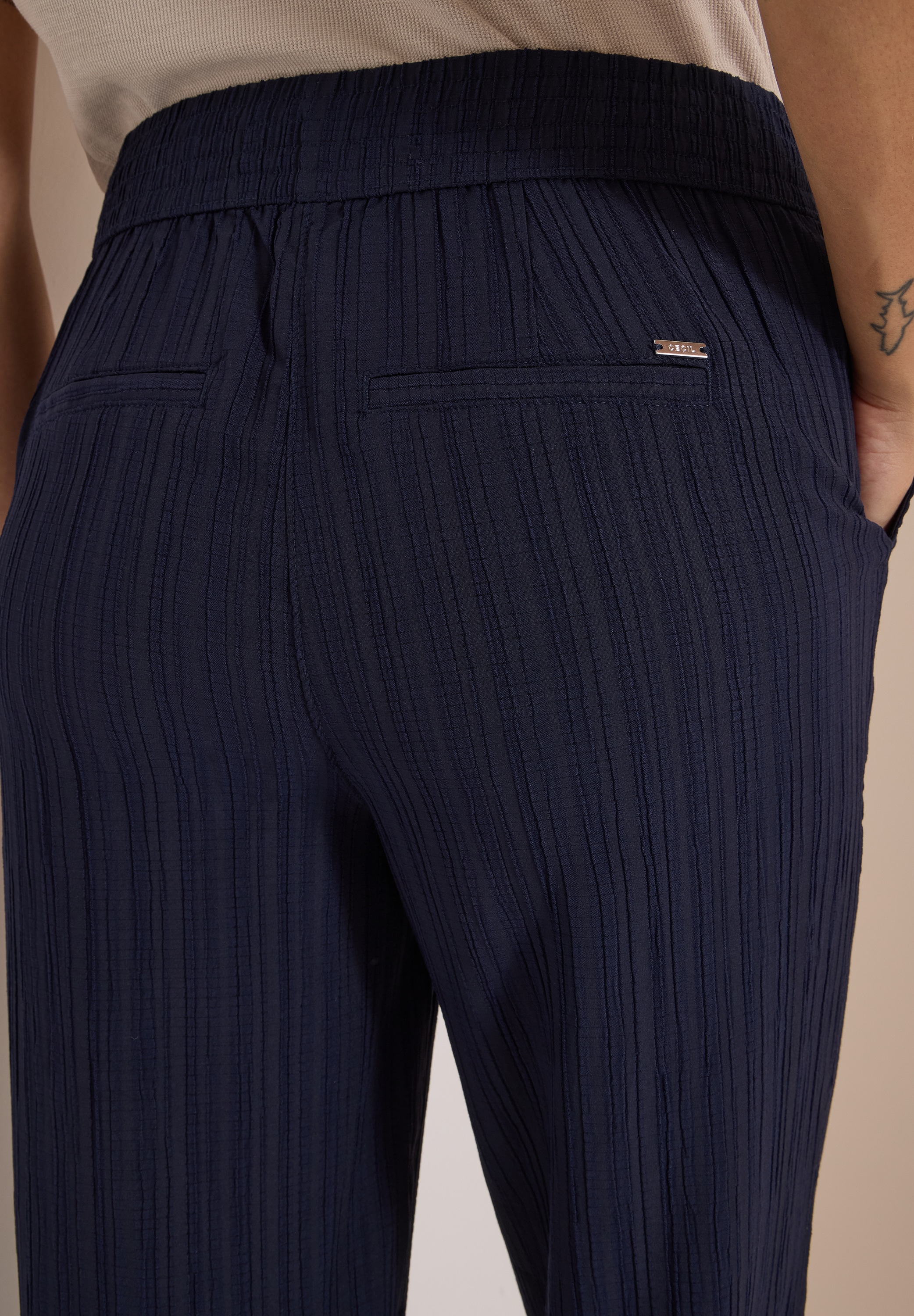 Cecil Pantalon en tissu »Style Neele«  Pantalon d'été en coupe ample avec rayures texturées