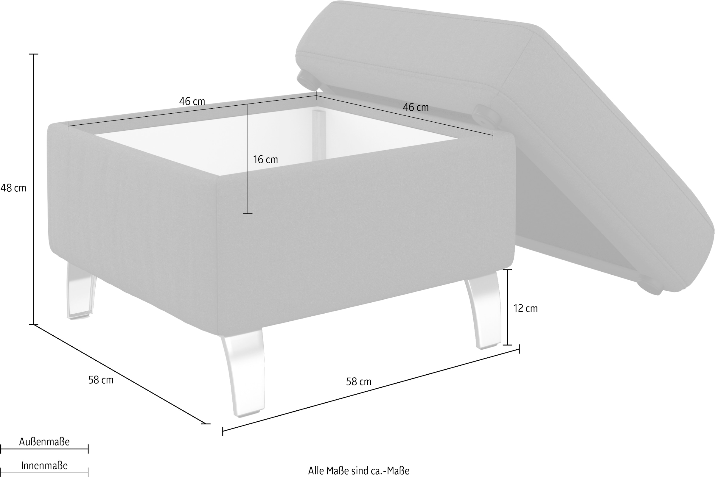 sit&more Tabouret de rangement »Visby« auch erhältlich in dem mit Wasser zu reinigendem "Soft clean" Bezug