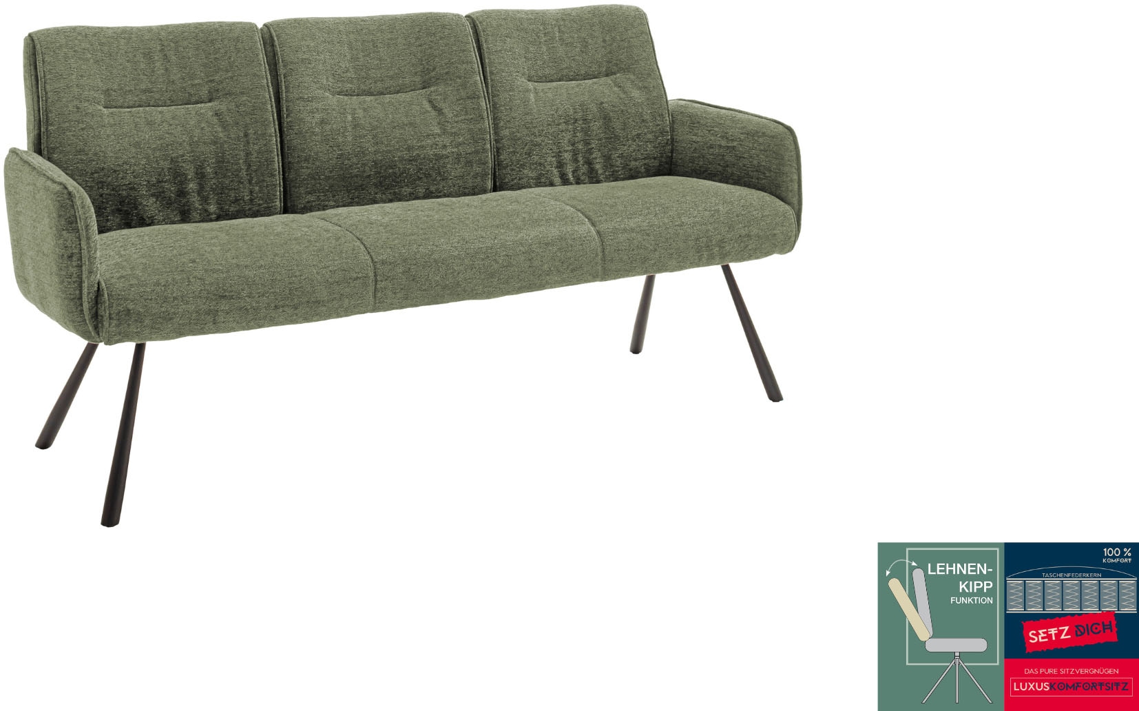 MCA furniture Banc »Delane« 1 cuis tlg. Taschenfederkern, Lehnenkippfunktion, Armlehnen, beweglicher Rücken