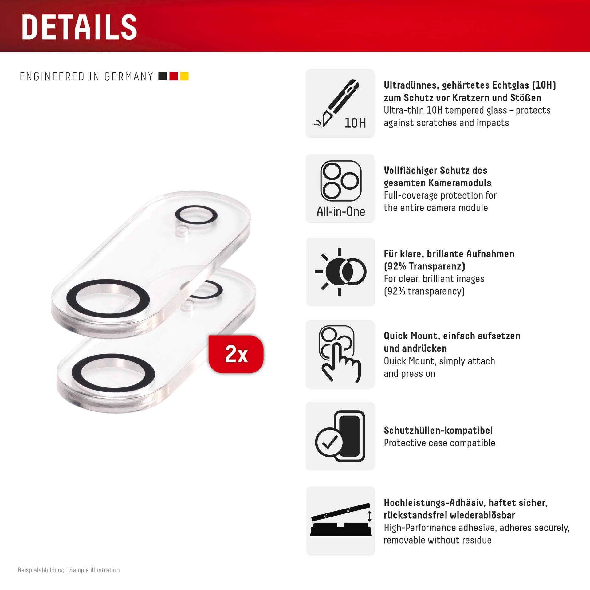 Displex Verre de protection pour appareil photo »Camera Lens Glass Glass All-In-One Protector Full Cover« für Apple iPhone Air Kameraschutz,Linsenschutz,Objektivschutz, kratz- & stossfest