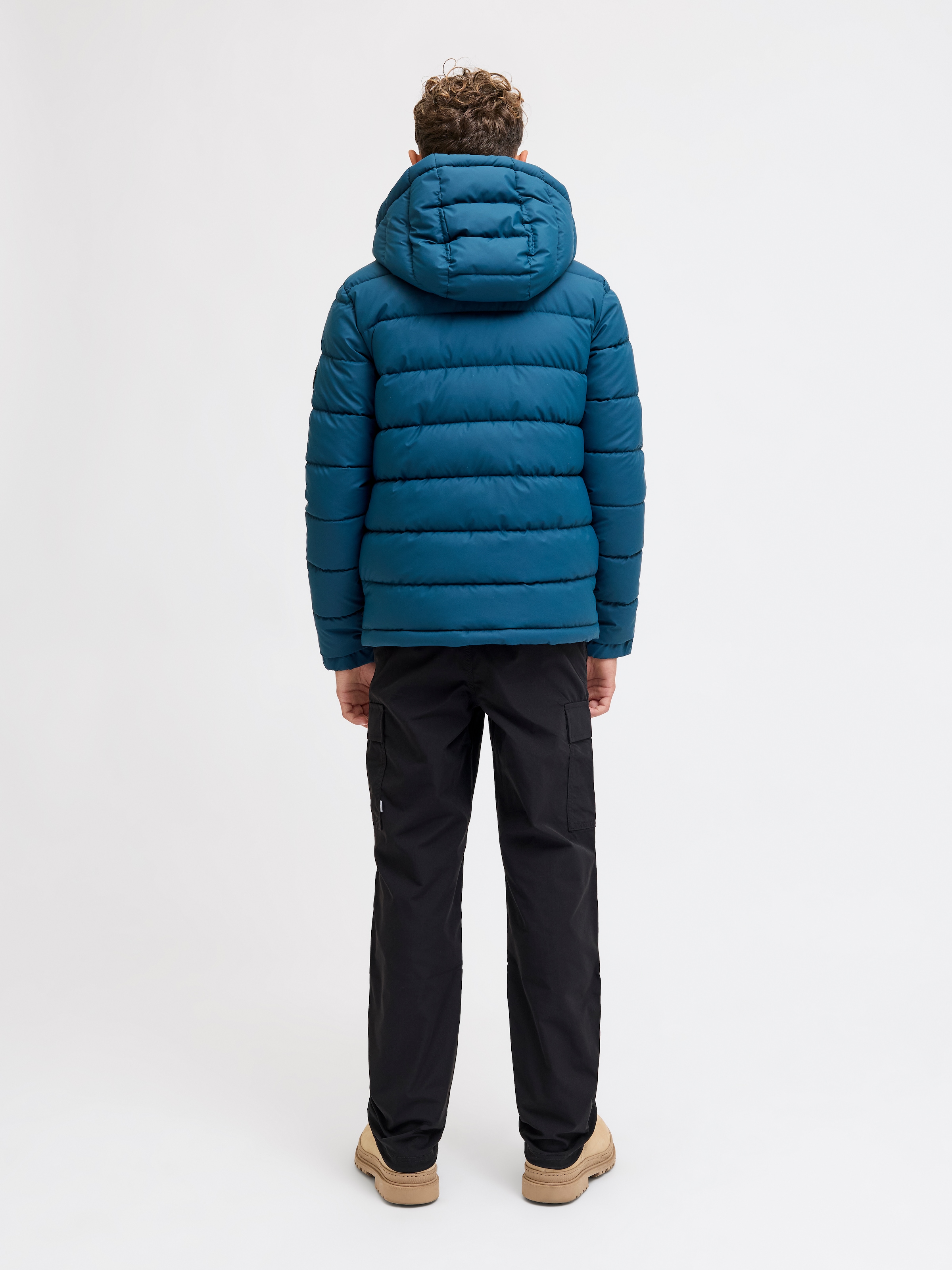 Jack & Jones Junior Steppjacke »JCOPOINT PU PUFFER JACKET BF JNR« mit Kapuze