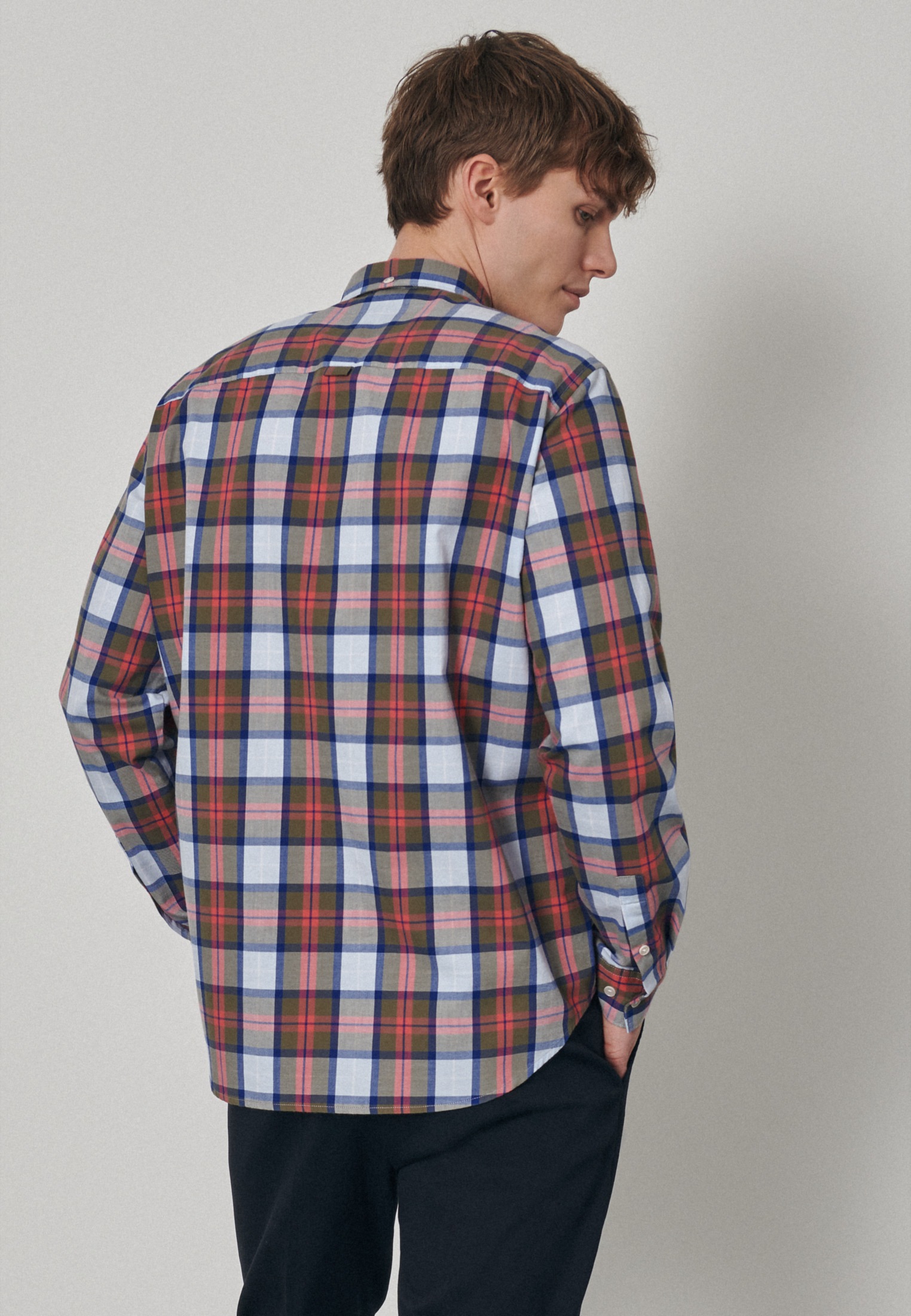 studio seidensticker Businesshemd »Studio« Regular Langarm Button-Down-Kragen Karo