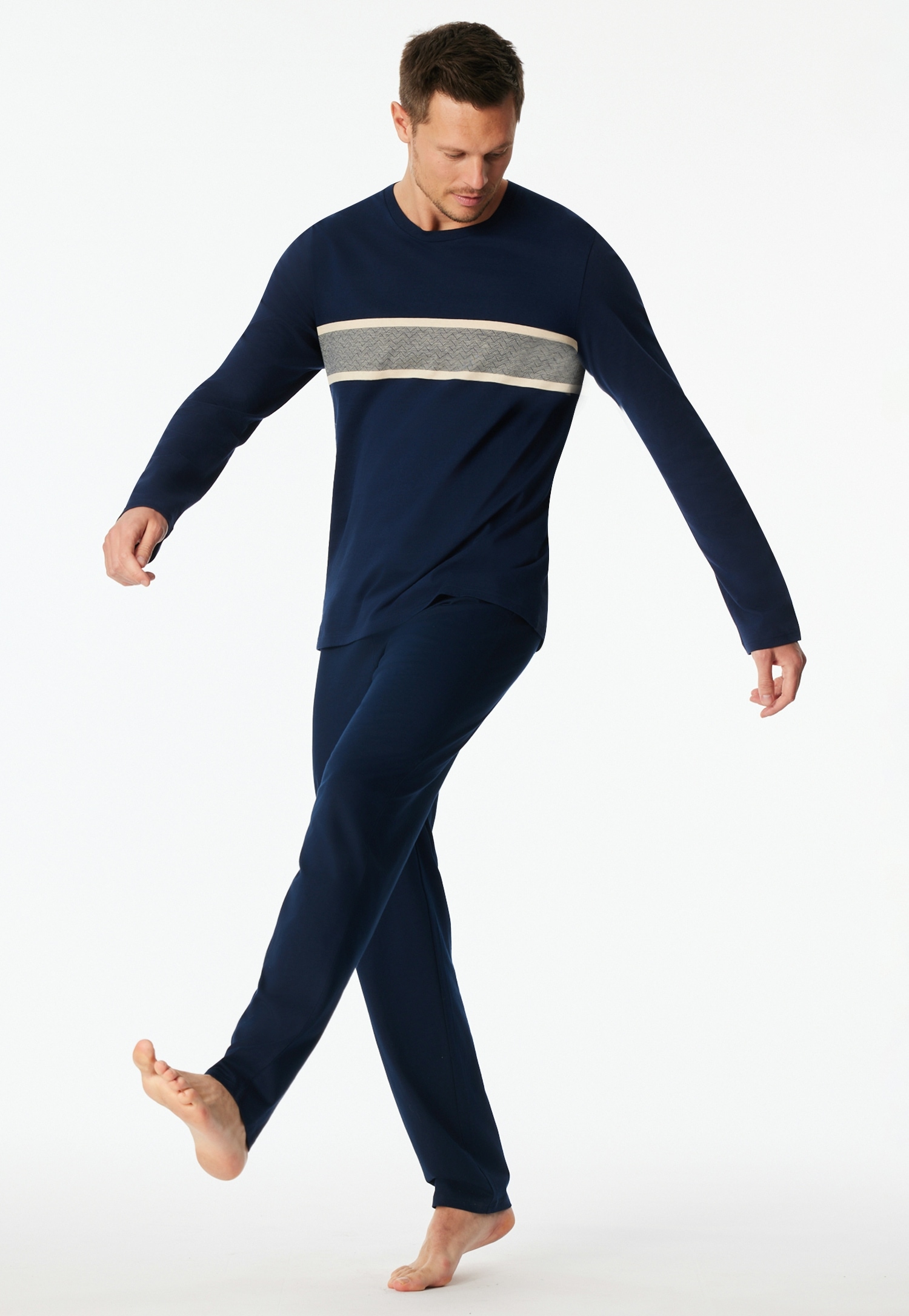 Schiesser Schlafanzug »Casual Nightwear« 2 mit langen Ärmeln und Rundhalsausschnitt