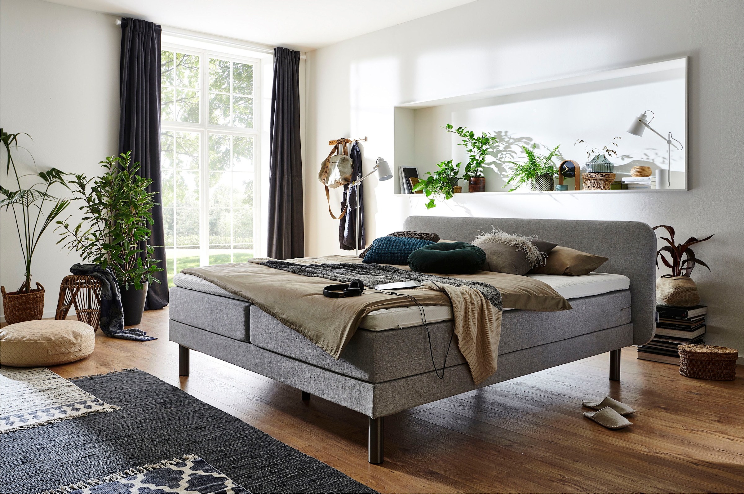 ATLANTIC home collection Boxspringbett »Carola« mit 7-Zonen-Taschen-Federkernmatratze und Komfortschaum-Topper
