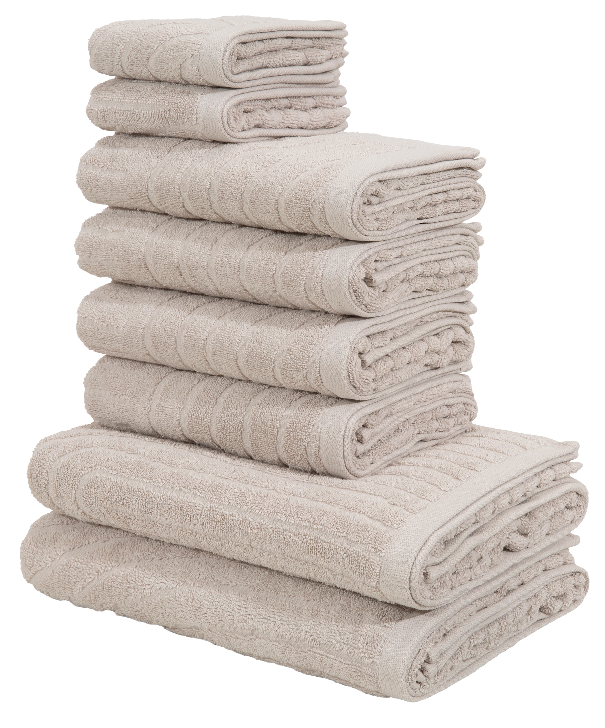 GOODproduct Set de serviettes »Handtuchset Ognon, Duschtücher, Handtücher, Gästetücher, Zen« Ensemble 8 Frottee mit Muster, Scandi, Boho, einfarbiges Handtuch-Set 100% Baumwolle