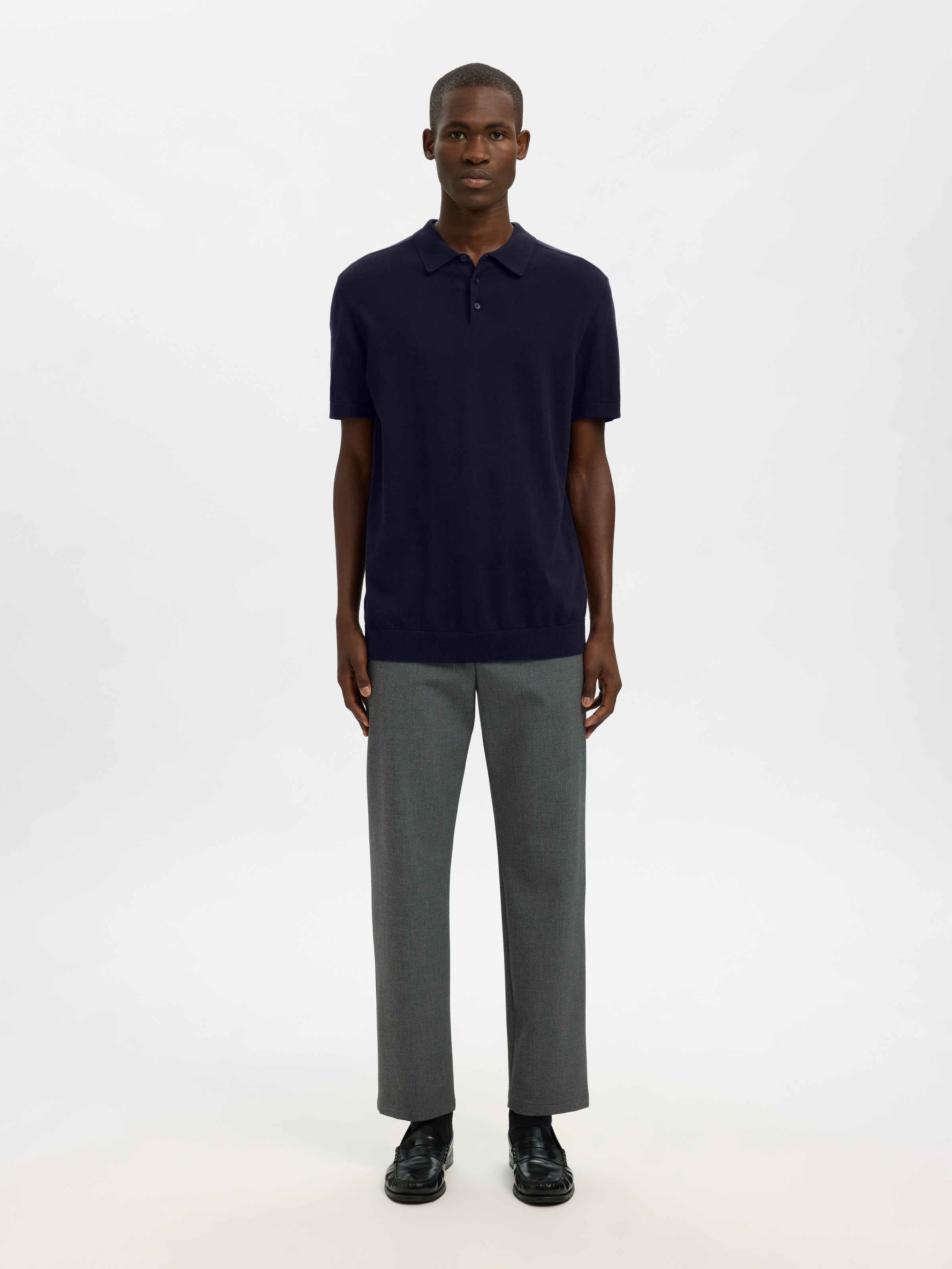SELECTED Polo »SLHBERG SS KNIT POLO NOOS« en maille fine