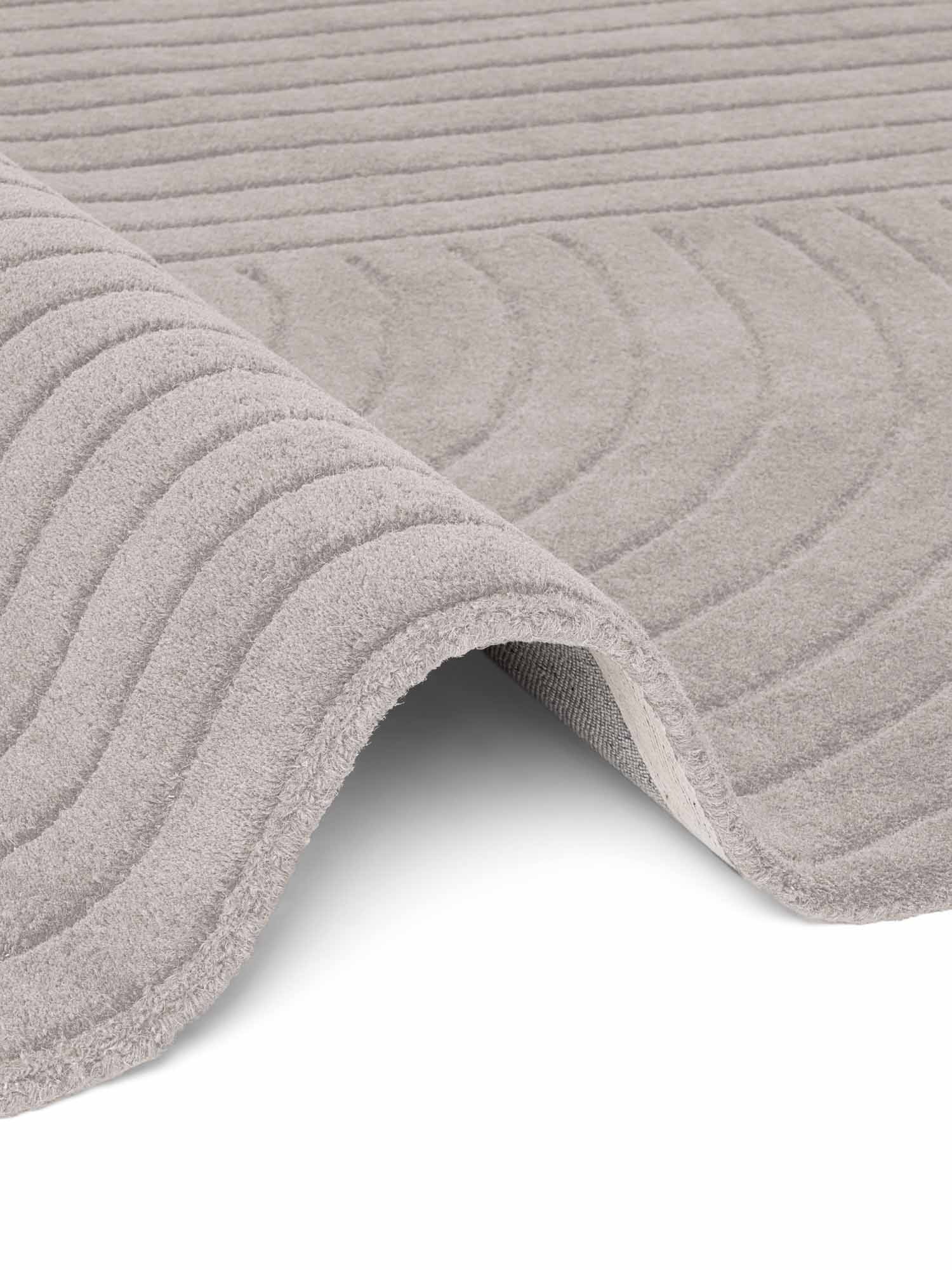 vikosa Tapis en laine »Arcura« Rond 15 mm Höhe Laine fait main, effet relief, design géométrique en lignes ondulées