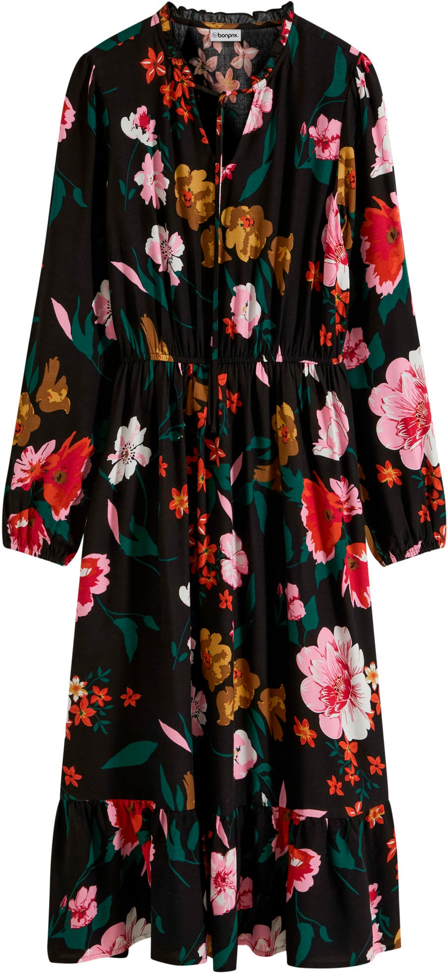 bonprix Robe midi »Midikleid aus fliessender Viskose« für stilvolle Anlässe, aus Viskose, ausgestellte Passform