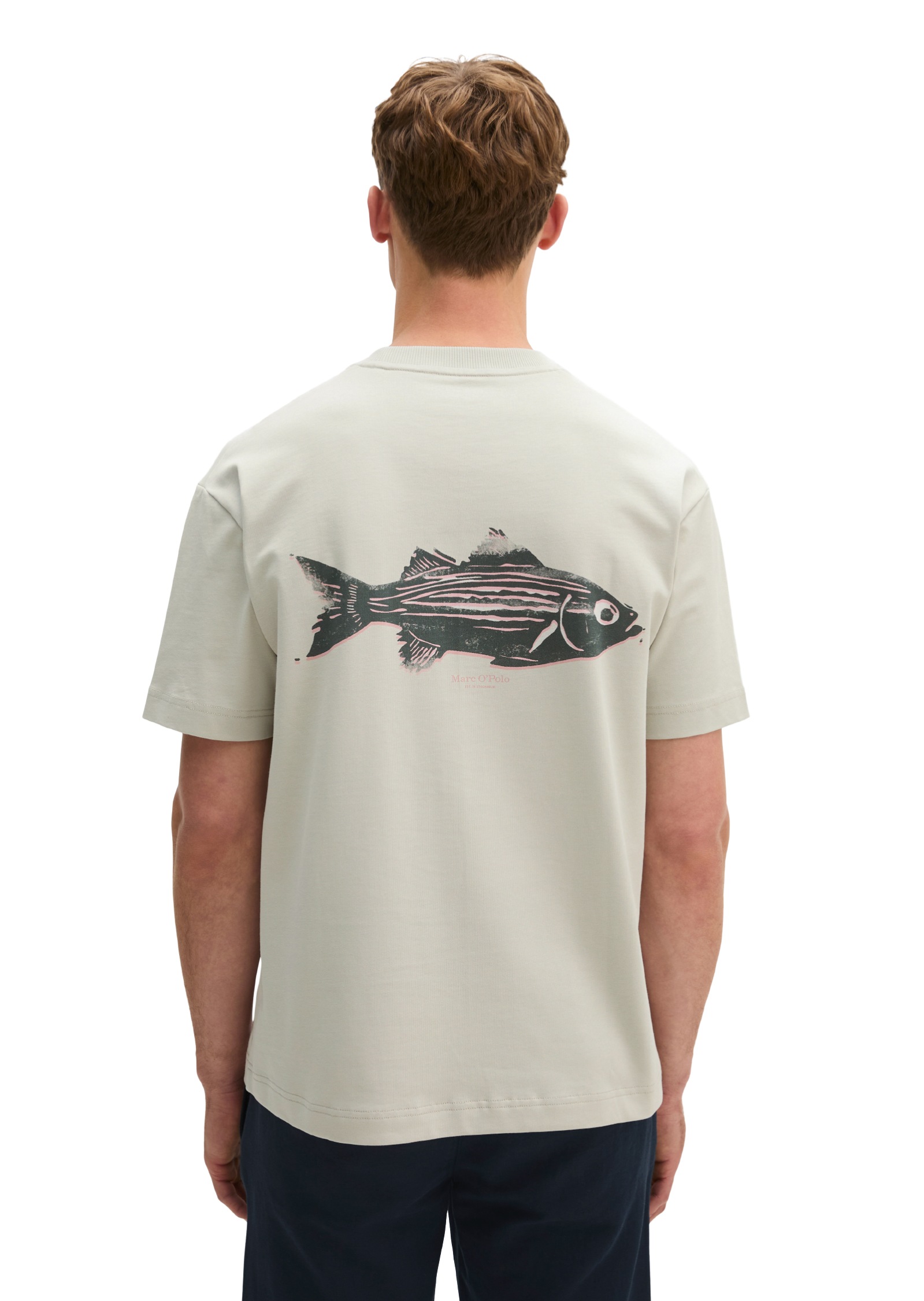 Marc O'Polo T-shirt loose mit Fisch-Rückenprint