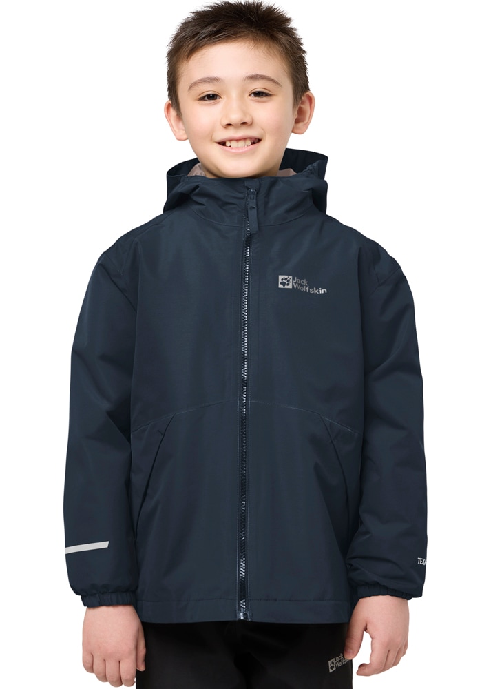 Jack Wolfskin 3-in-1-Funktionsjacke »ICELAND 3IN1 JACKET K« mit Kapuze für Kinder, mit fester Kapuze, atmungsaktiv, winddicht, wasserdicht