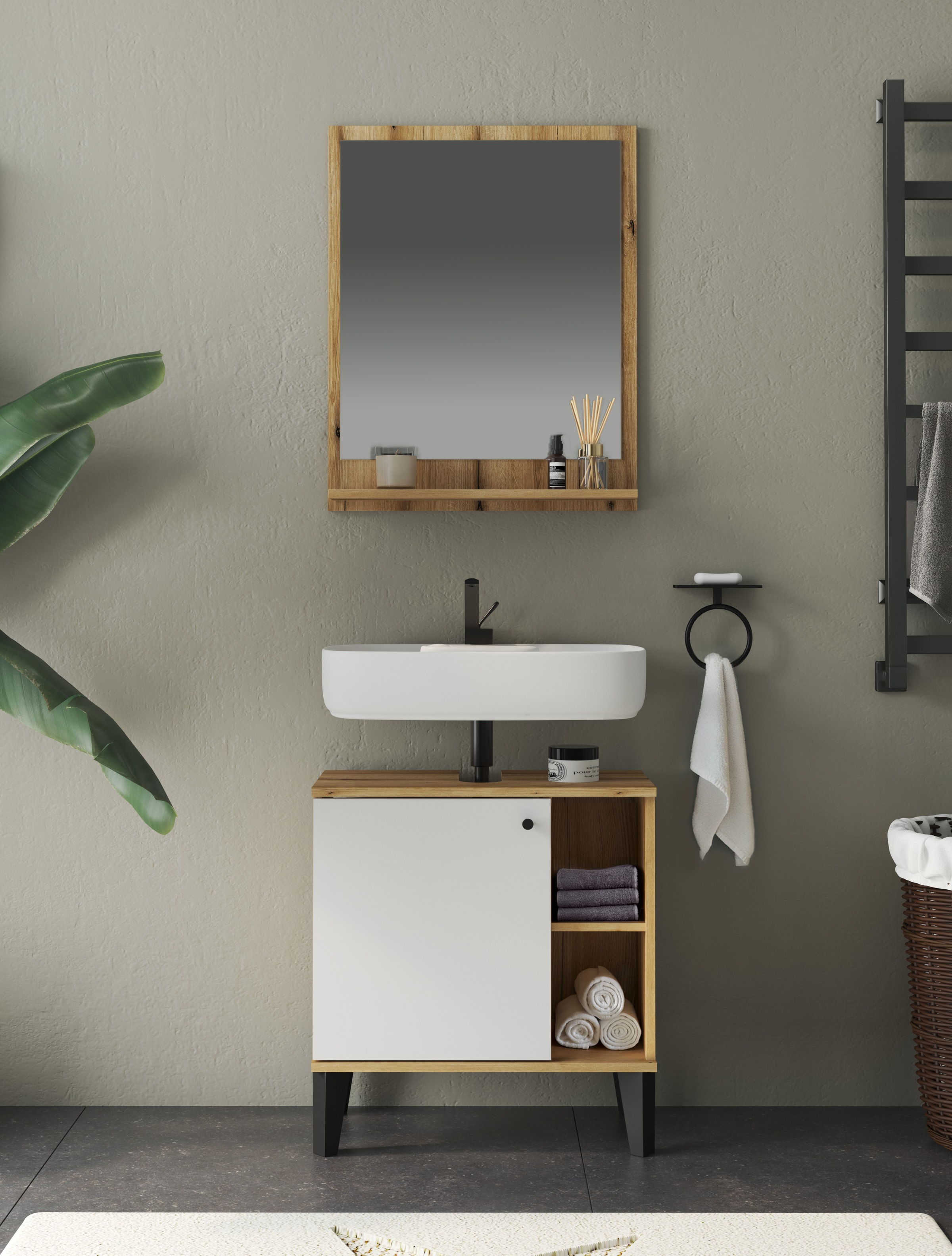 Home affaire Badmöbel-Set »OSLO, Bad im skandinavischen Design« Set, 1 Stk. tlg.