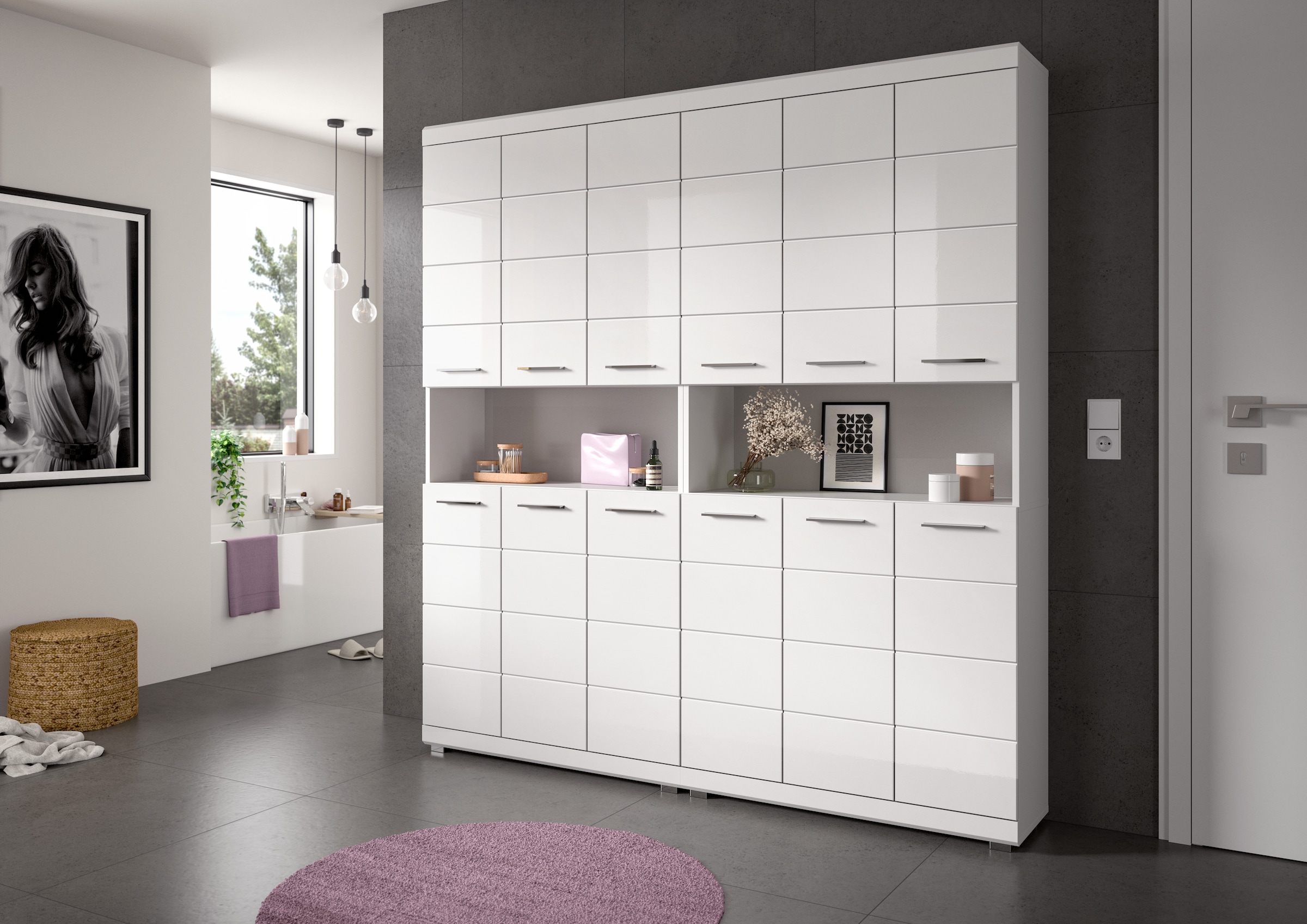 welltime Badmöbel-Set »SIENA, 2-teilig, bestehend aus: 2x Hochschrank, MDF-Front«