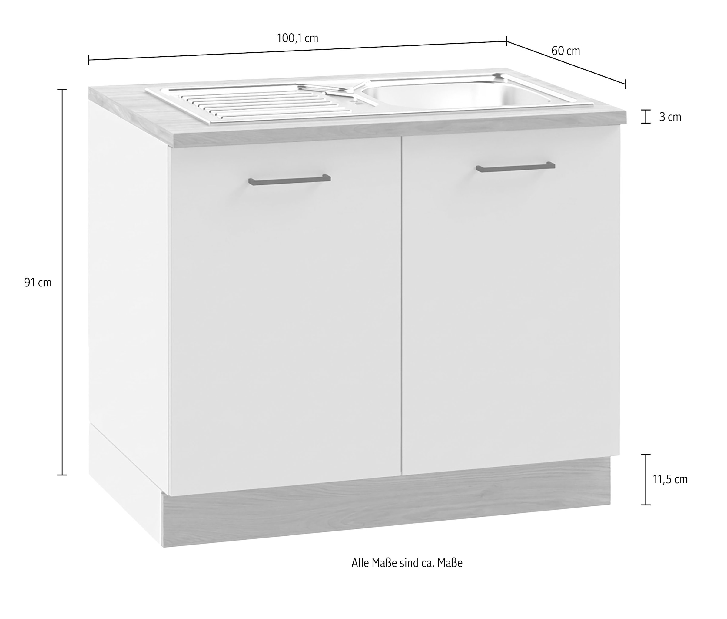 KOCHSTATION Spülenschrank »KS-Kolari« 1 Stk. tlg. Masse (B/T/H): 100,1 x 60 x 88 cm