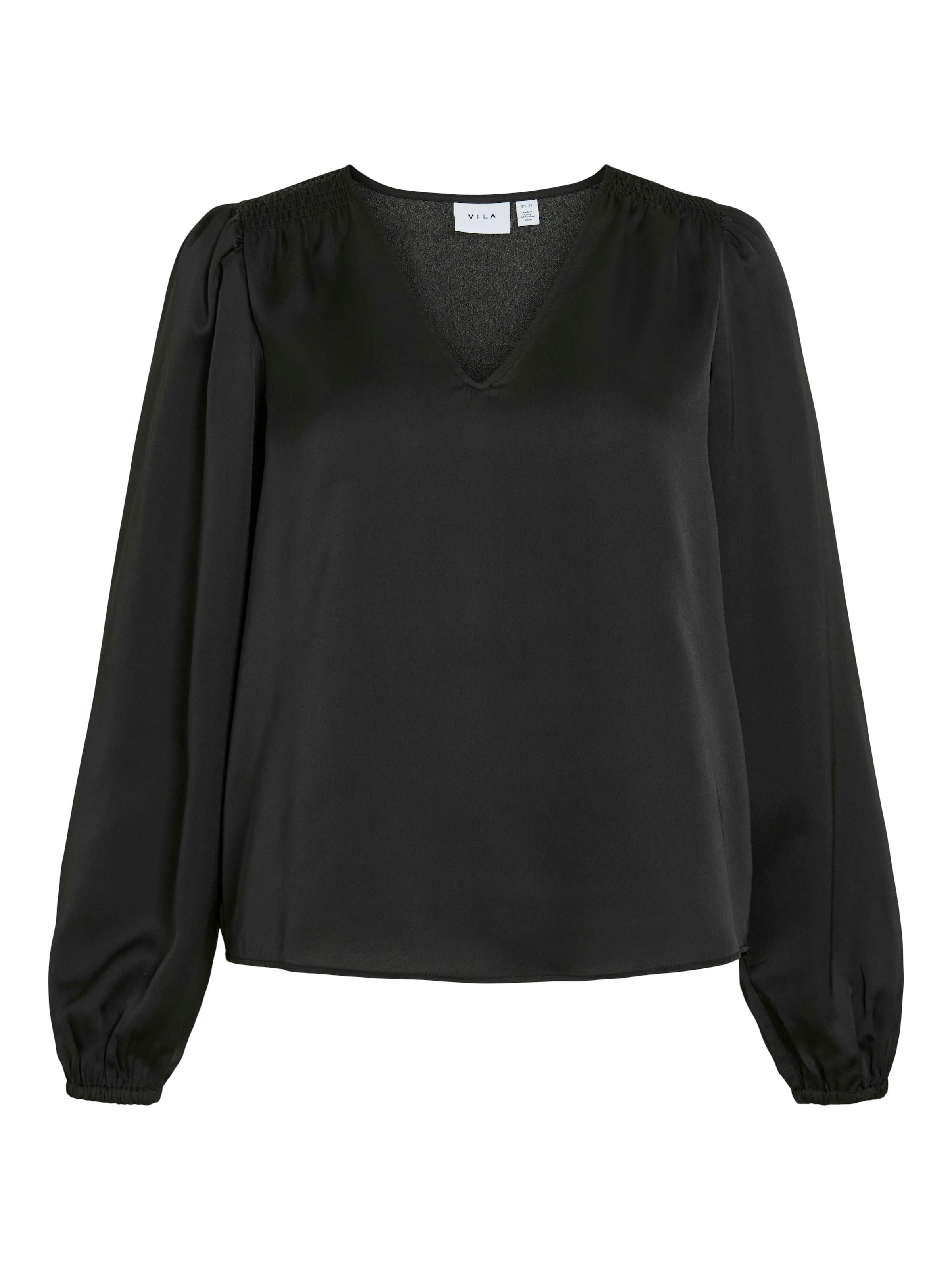 Vila T-shirt à manches longues »VIELLETTE L/S SMOCK SATIN TOP - NOOS« Kunstfaser, regular fit