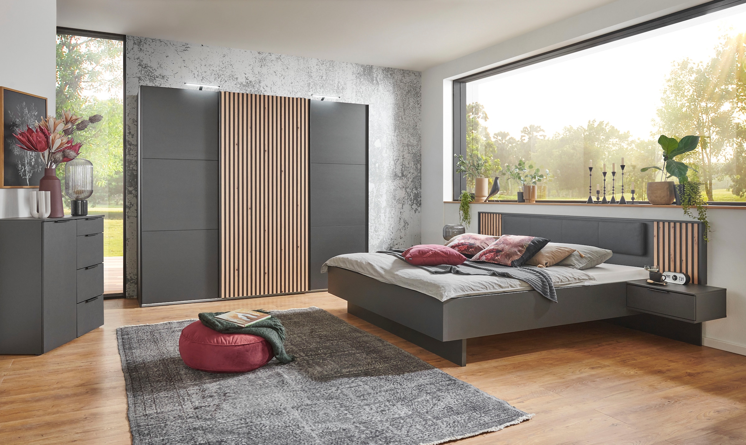 Wimex Bettanlage »Ancona by fresh to go« Bett Liegefläche 180x200 und 2 Nachtschränke,  mit Polsterkopfteil