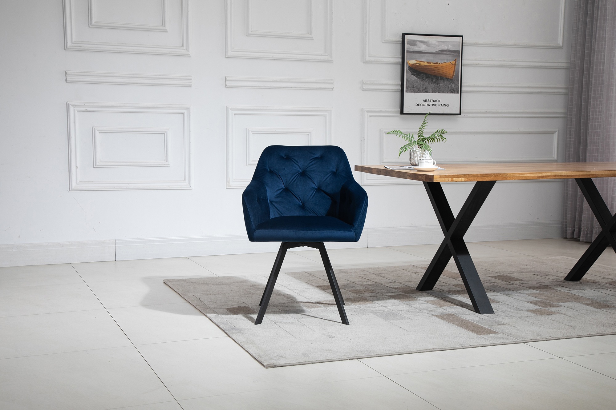 SalesFever Essgruppe »Stilvolle Essgruppe« Set, 5 Stk. tlg. 5-teilige Sitzgruppe mit 360° Drehplatte und echter Baumkante