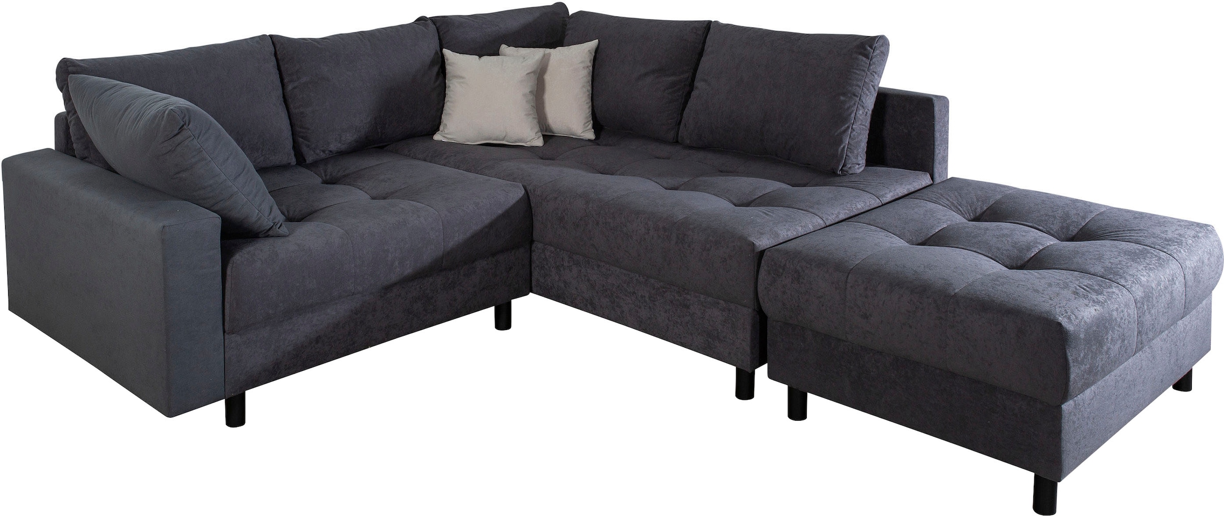 COLLECTION AB Canapé d'angle »Antonia L-Form, B: 215 cm« Ecksofa, Rückenkissen, ottomane beidseitig montierbar, Bonnelfederkern