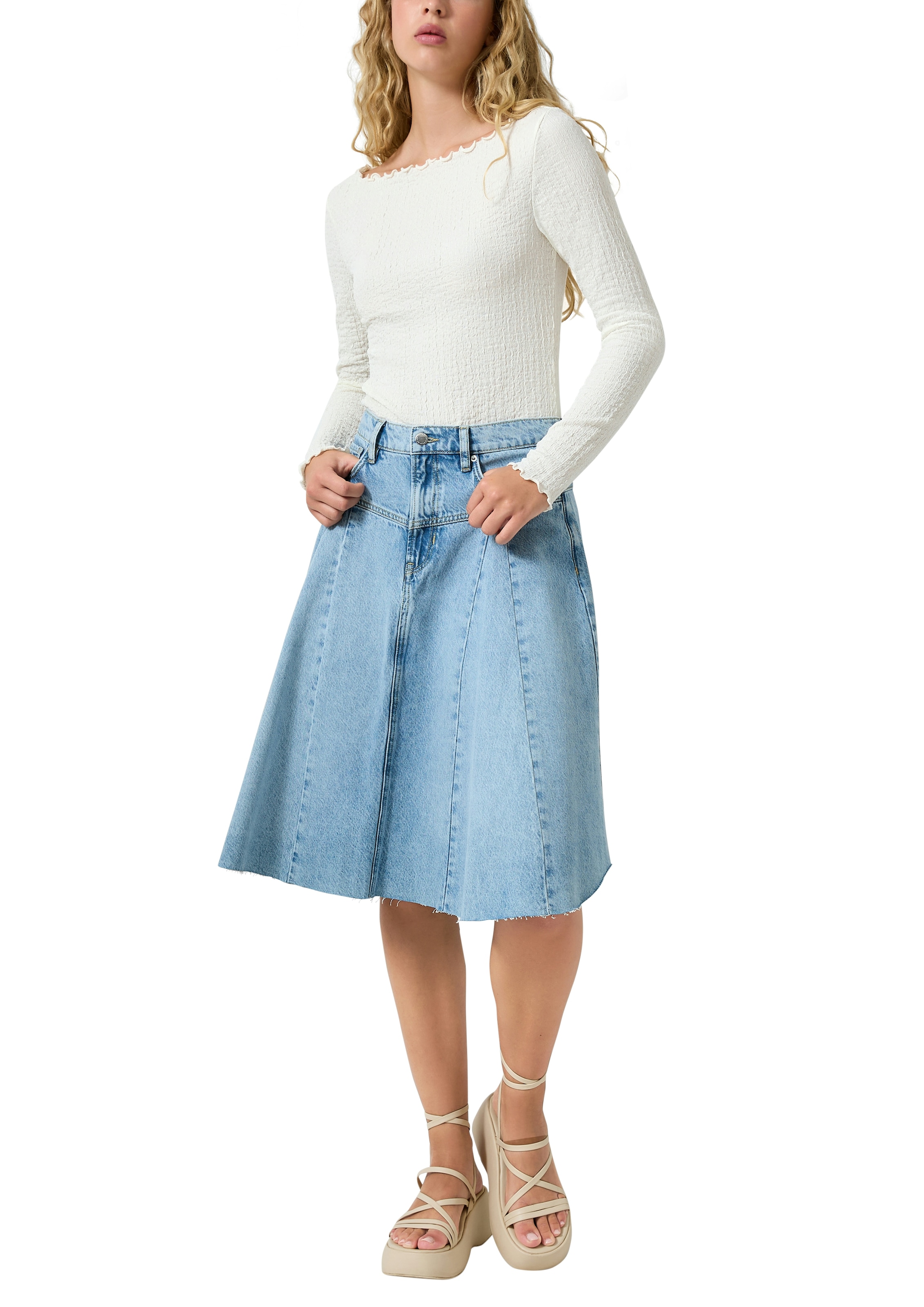 QS T-shirt à manches longues mit gewellten Abschlüssen