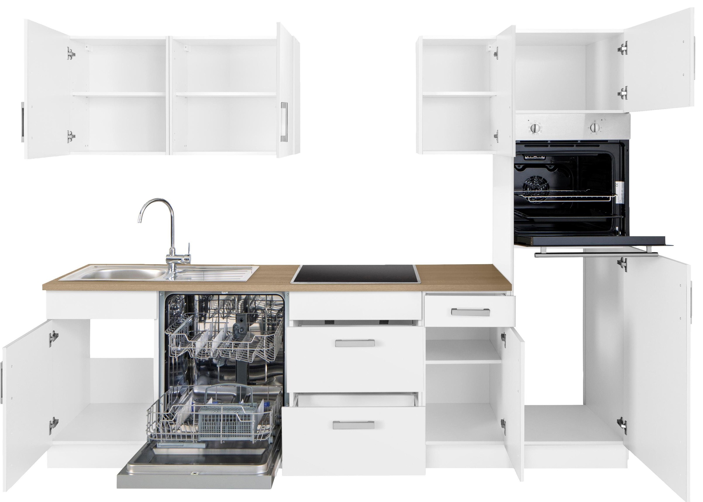 KOCHSTATION Kitchenette »KS-Gera« Largeur 270 cm, au choix avec appareils électroménagers, avec plan de travail