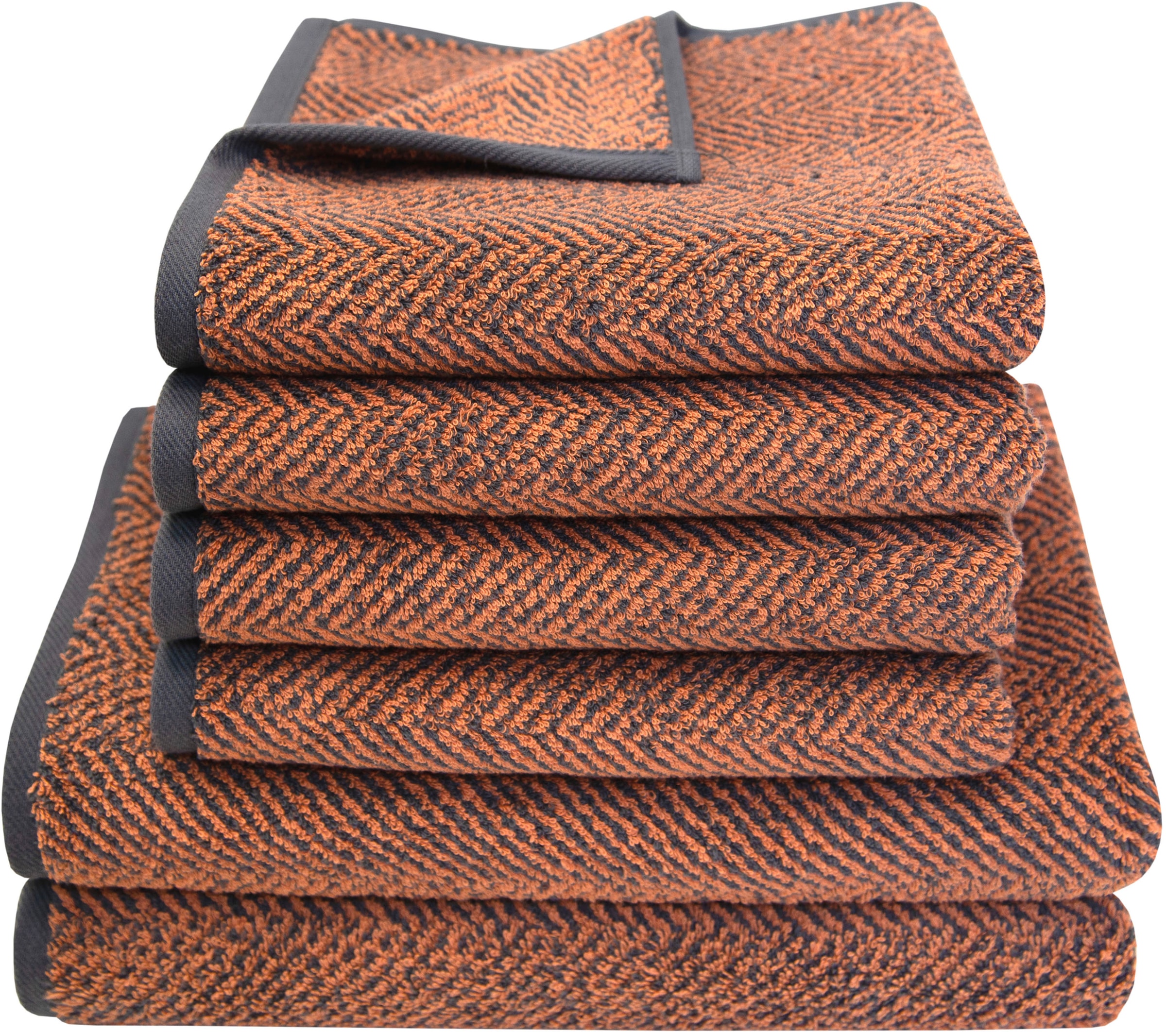 Dyckhoff Handtuch Set »Golden Shades Herringbone« Set 6 Stk. Walkfrottier 4 Handtücher (50x100cm), 2 Duschtücher (70x140cm)