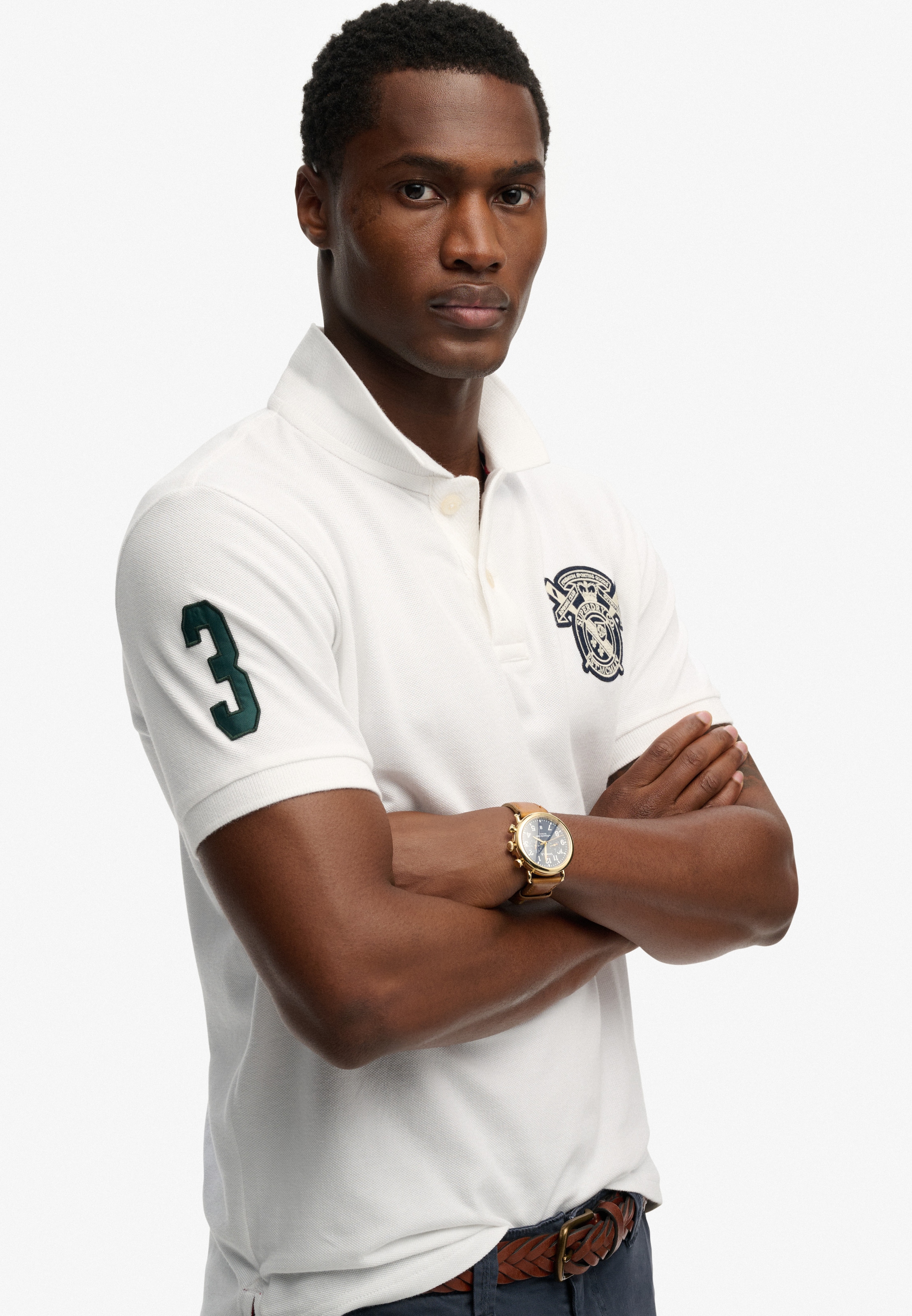 Superdry Polo »CREST POLO« avec étiquette de marque, en coton, coupe décontractée, aspect imprimé