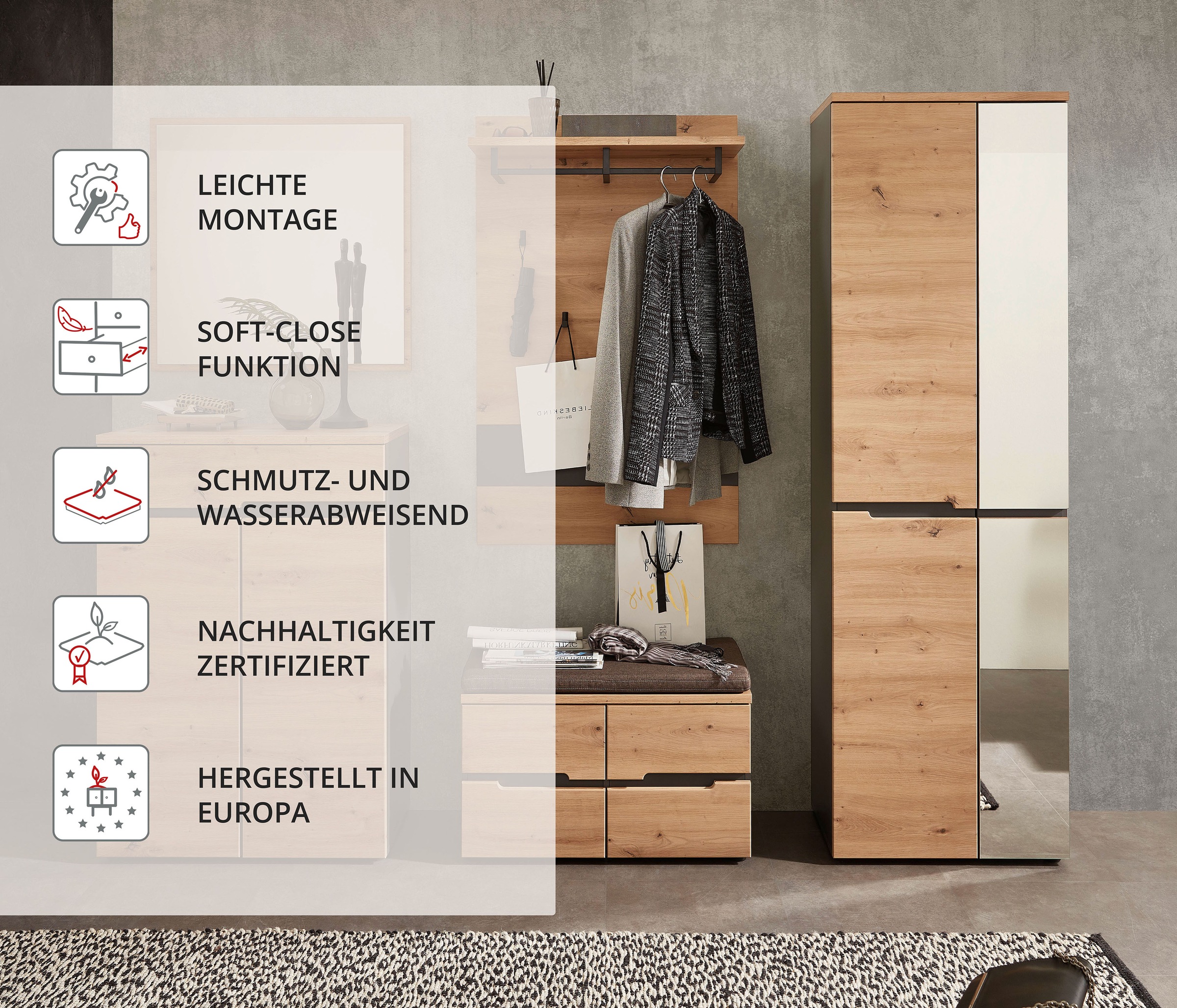 Innostyle Garderoben-Set »MEMPHIS« Komplett-Set, 5 Stk. tlg.