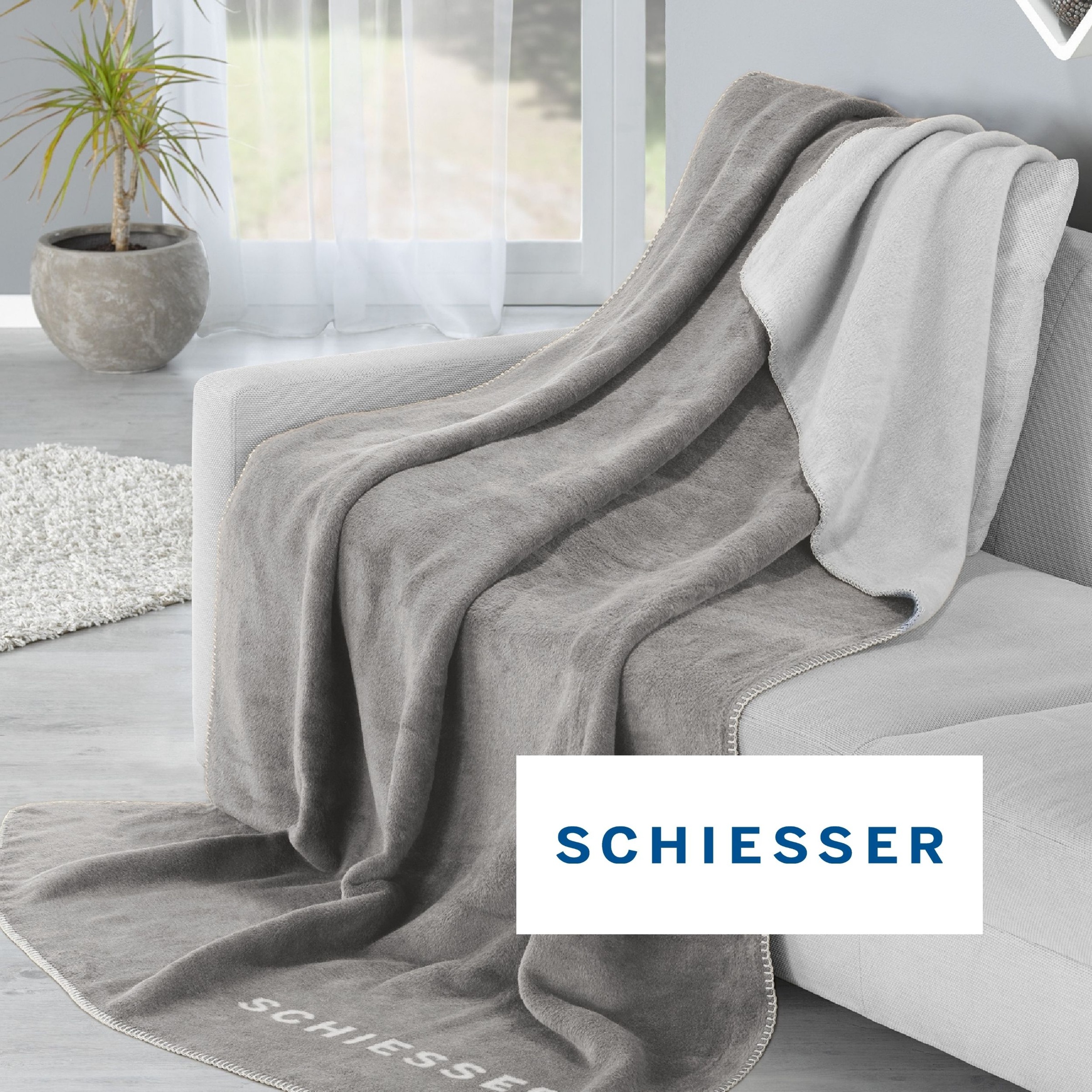 Schiesser Couverture d'intérieur »Kuscheldecke Klara in Wendeoptik - Baumwoll-Mix - warm und flauschig« OEKO-TEX® MADE IN GREEN