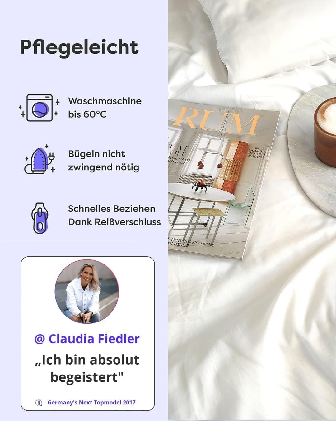 Wolkenfeld Linge de lit »Allergiker Bettwäsche, unfassbar weich« 2 cuis 135x200 cm, 155x220 & Übergrössen I inkl. Kissenbezüge 80x80 I 2-farbig