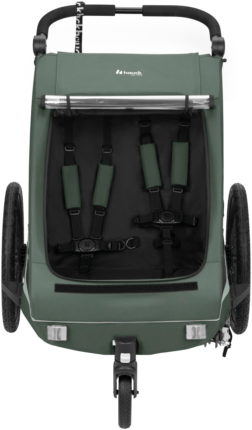Hauck Fahrradkinderanhänger »2in1 Bike Trailer und Buggy Dryk Duo Plus, dark green« für 2 Kinder; inklusive Deichsel