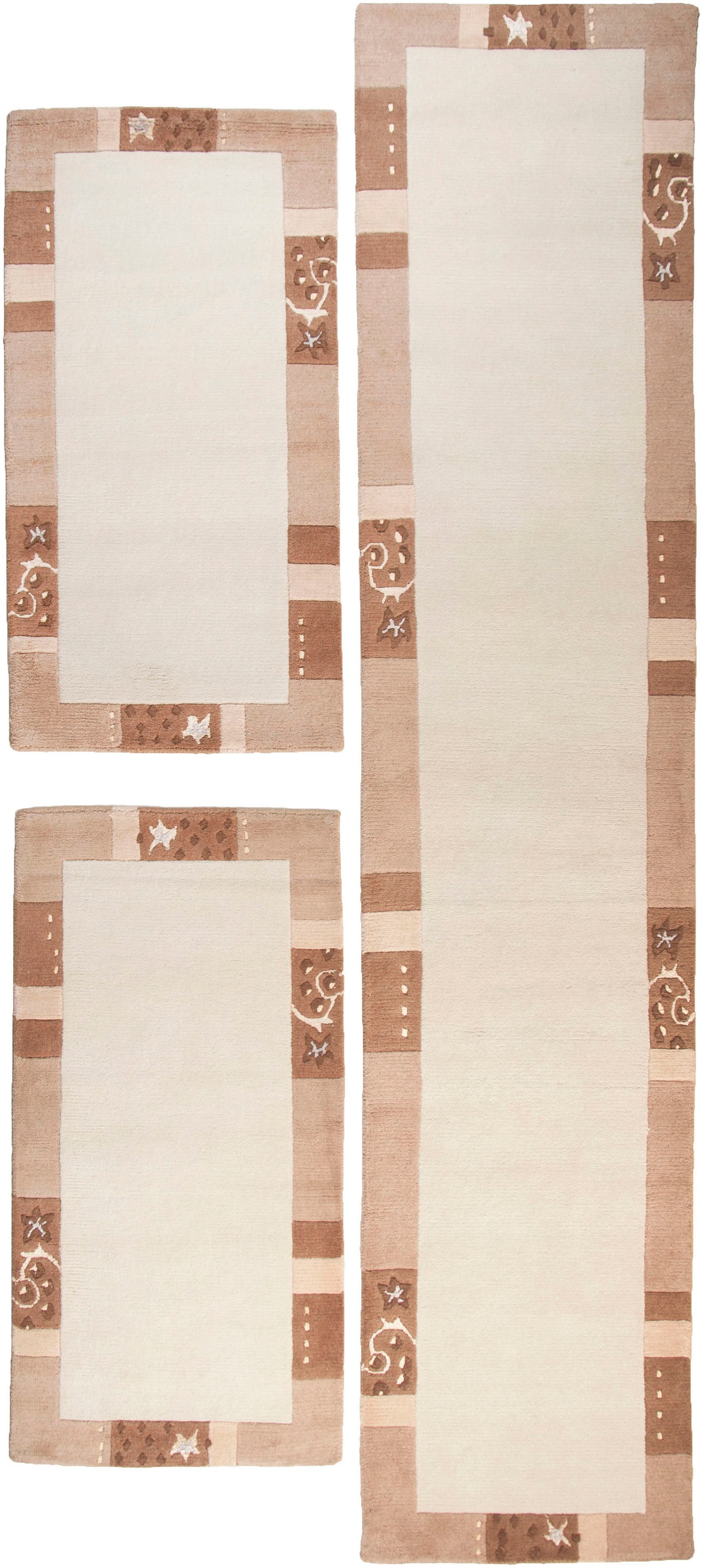 THEKO Bordure de lit »Royal Ganges« Höhe 13 mm 3 cuis tlg. Bettvorleger, 3-teiliges Läufer-Set fürs Schlafzimmer, 100% Wolle