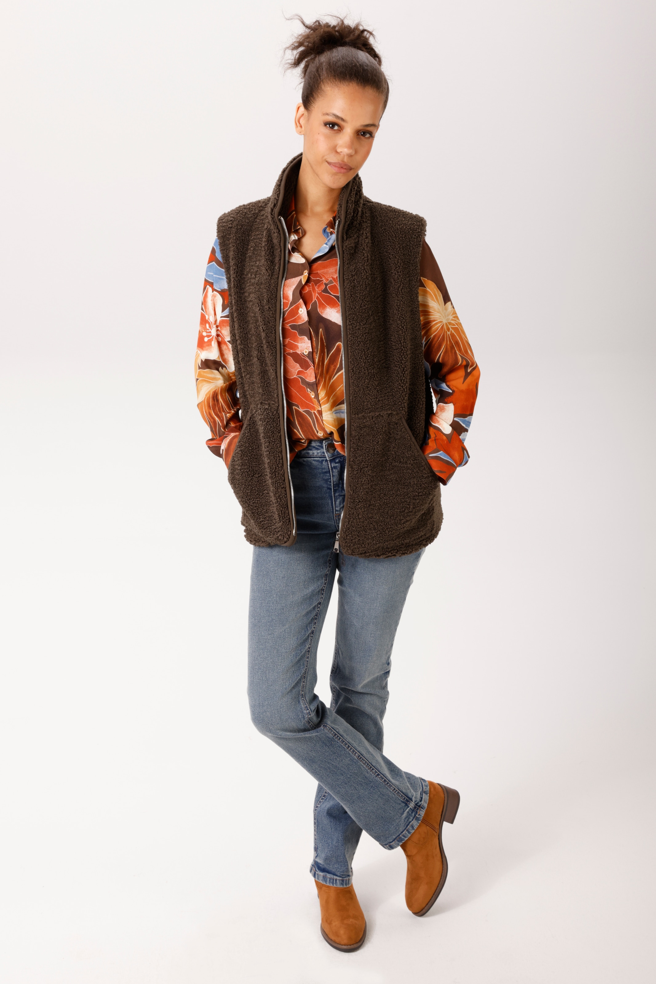 Aniston CASUAL Gilet en peluche avec col montant - NOUVELLE COLLECTION