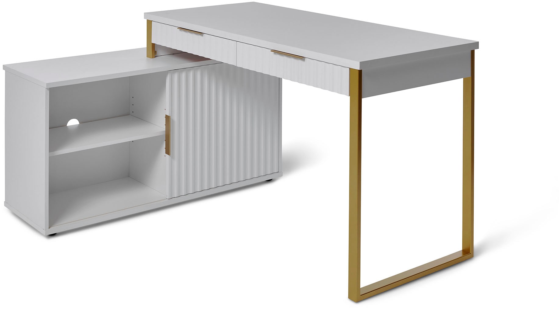 Jahnke Bureau d'angle »CARVE C 145 E« 1 cuis tlg. montage réversible, avec porte coulissante, dimensions 144 x 115 cm