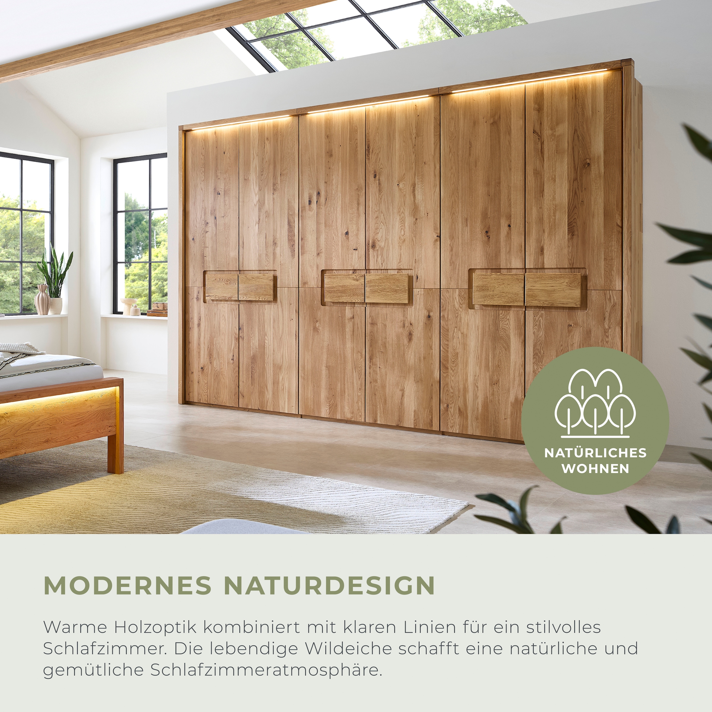 Home affaire Kleiderschrank »Ambroise, aus Wildeiche, inkl. Passepartout« Massivholz-Kleiderschrank, im 50 cm Raster planbar