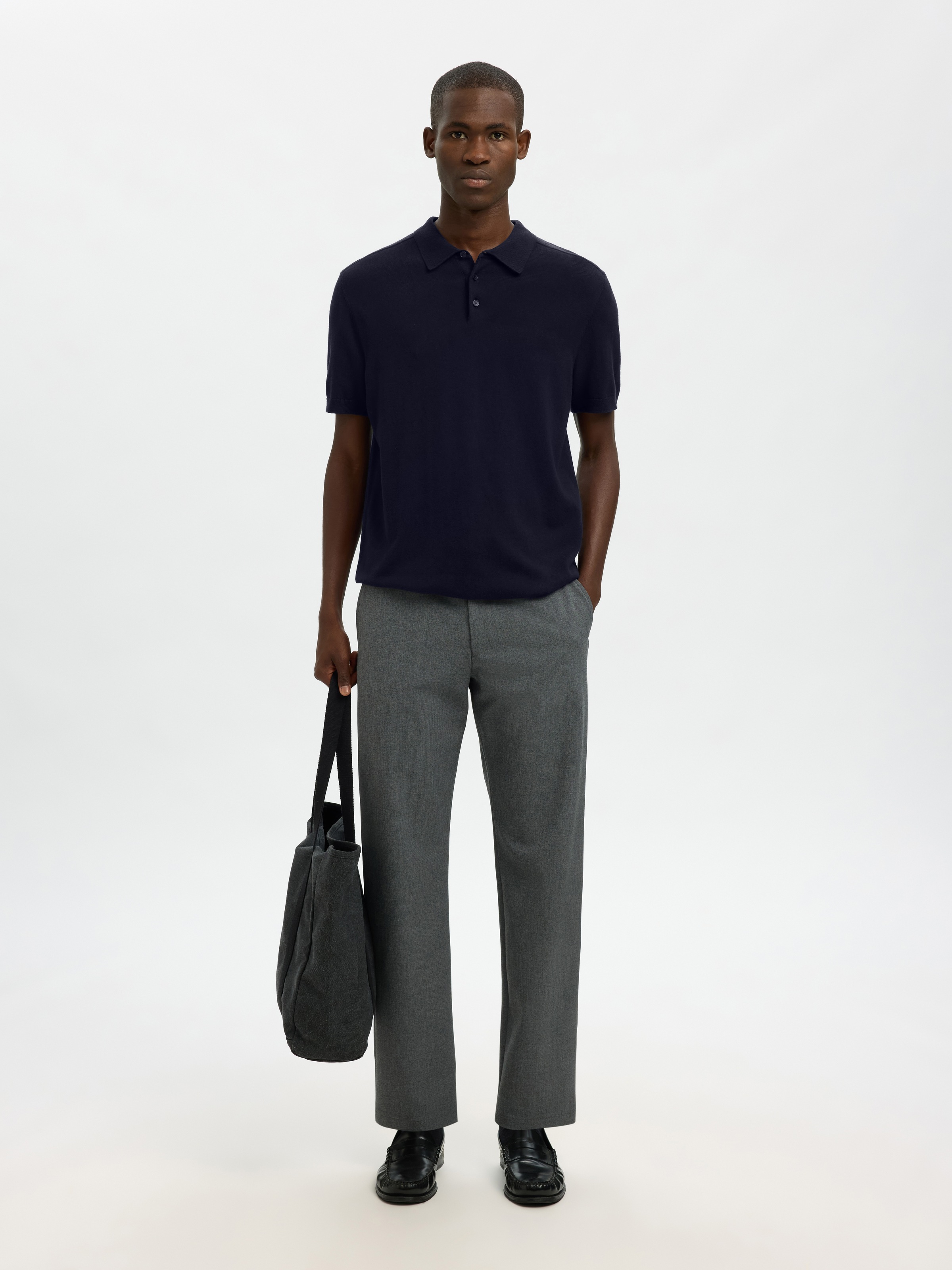 SELECTED Polo »SLHBERG SS KNIT POLO NOOS« en maille fine