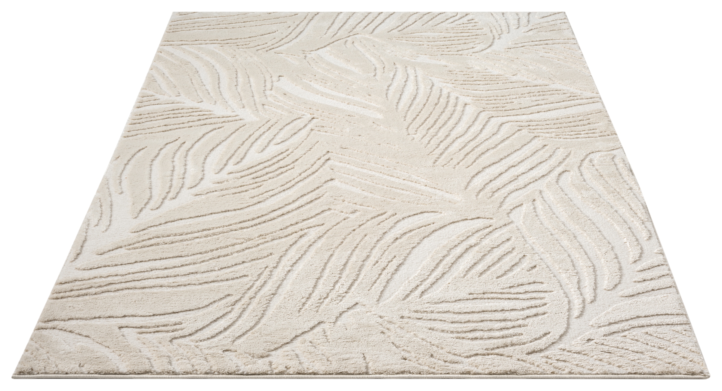 GOODproduct Teppich »Samia, Hoch-Tief-Struktur« rechteckig 19 mm Höhe leichter Glanz, Floral, Blätter, Modern, Wohnzimmer, Schlafzimmer