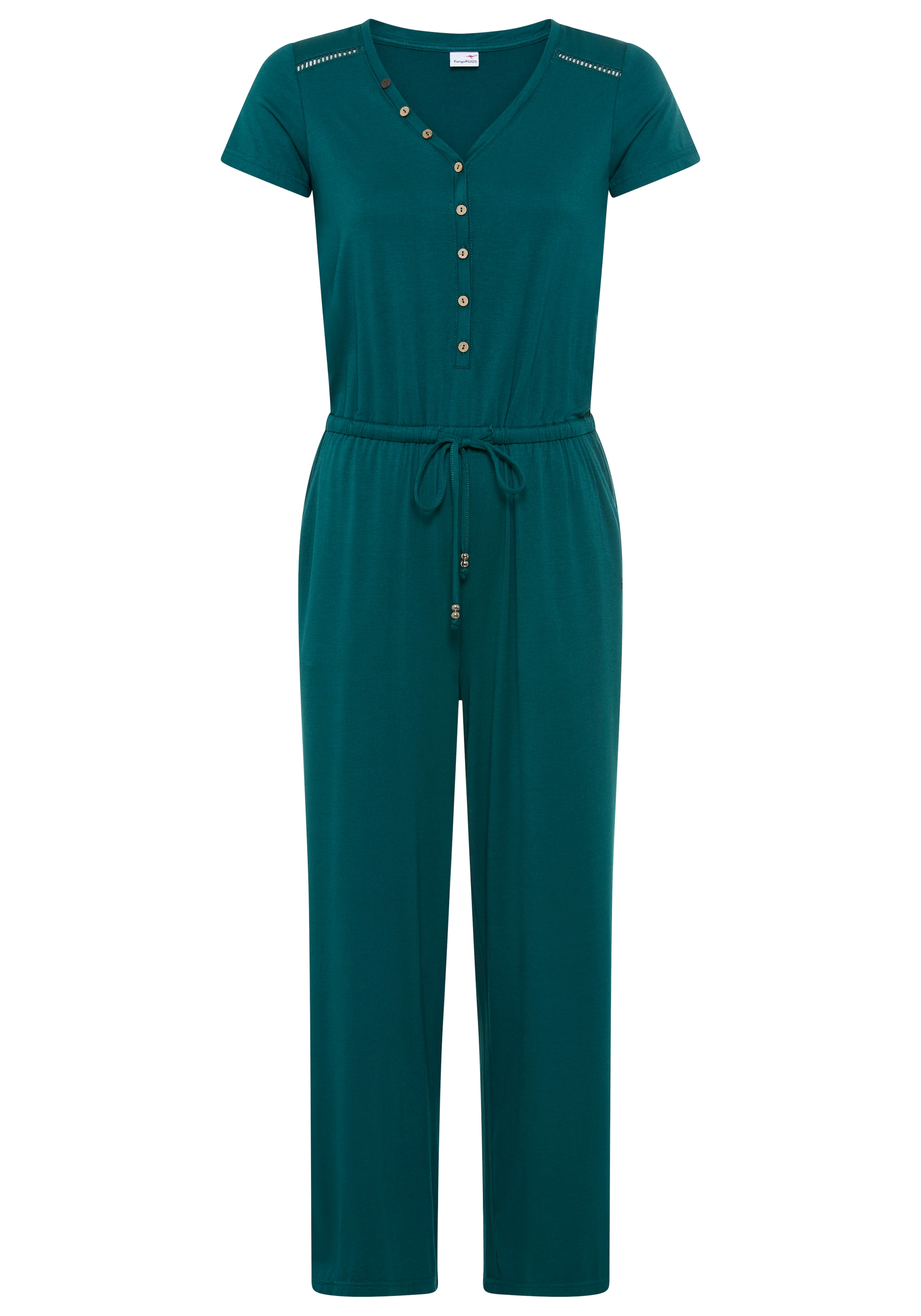 KangaROOS Culotte-Overall wadenlanges Jersey-Kleid, figurumspielende Passform, Kurzarm-Design