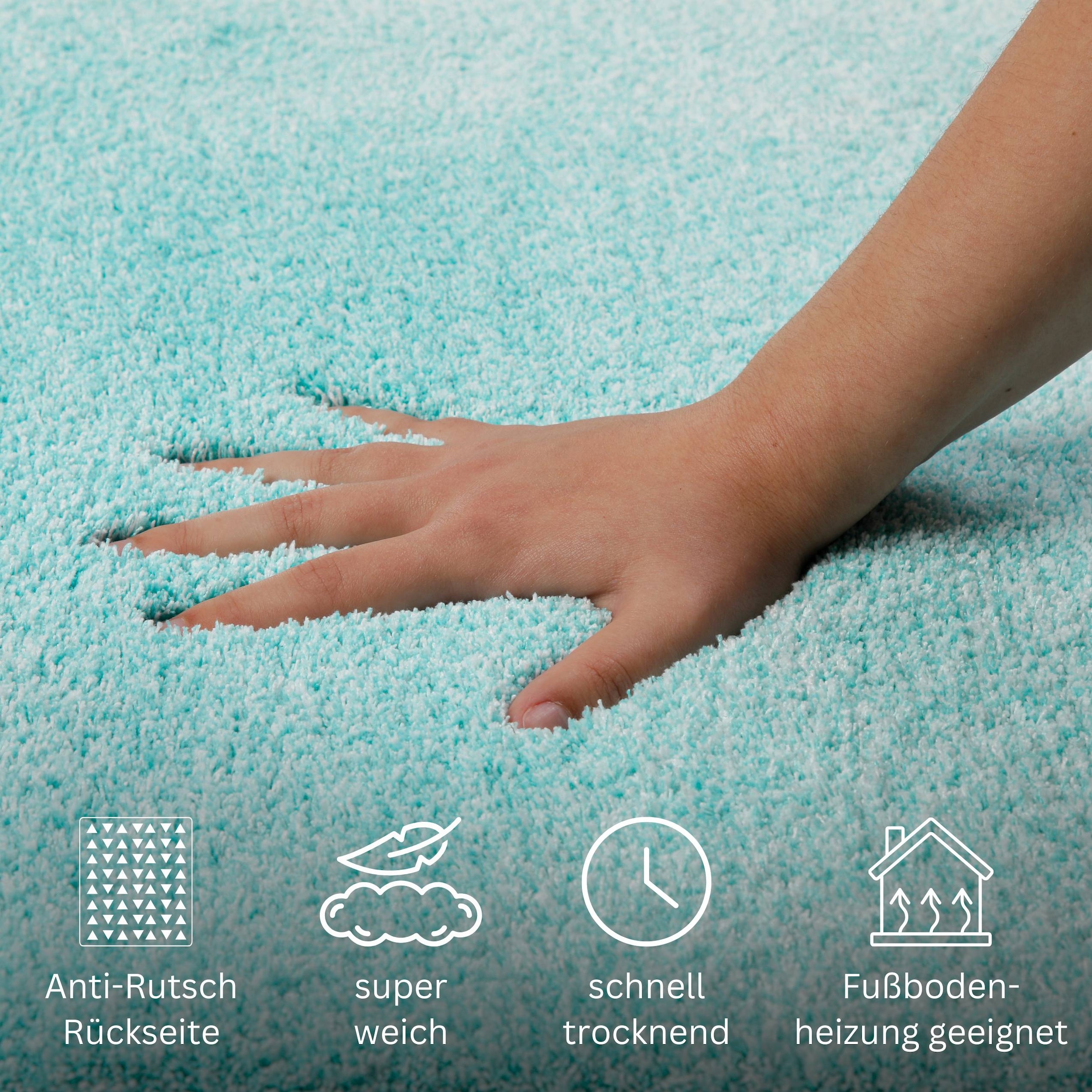 GOODproduct Badematte »Utta« Höhe 25 mm rutschhemmend beschichtet schnell trocknend Badteppich, getuftet, mit modernem Farbverlauf, flauschig, hochflor