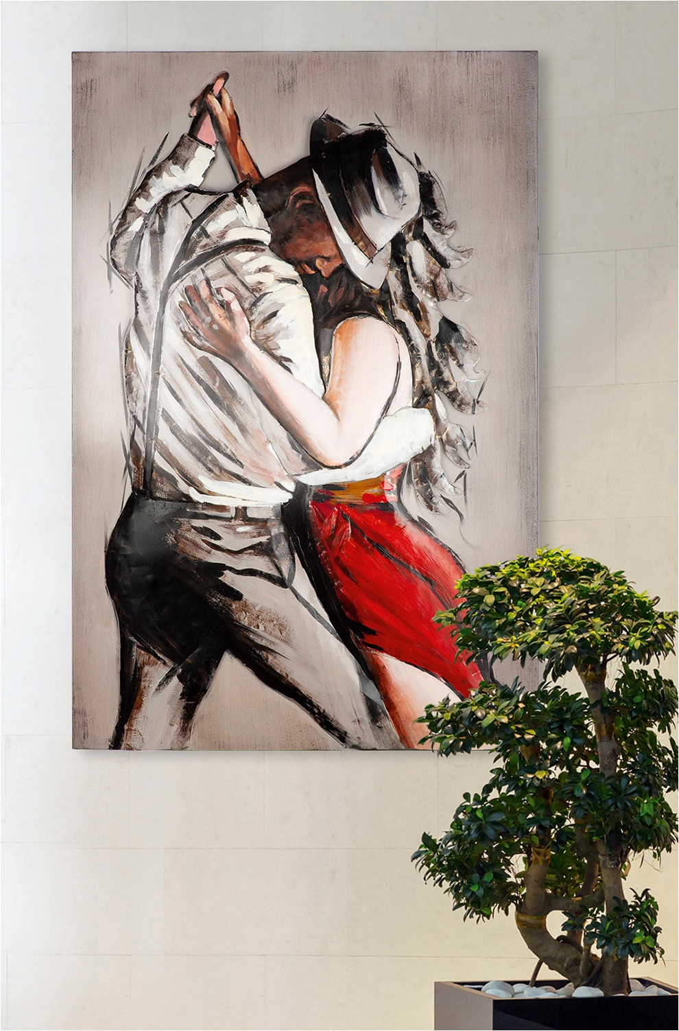 Casablanca by Gilde Tableau métallique »Bild rechteckig Tango  grau« Couple 1 cuis tlg. Couple de danse motif danse mouvement passion déco de bar et lounge